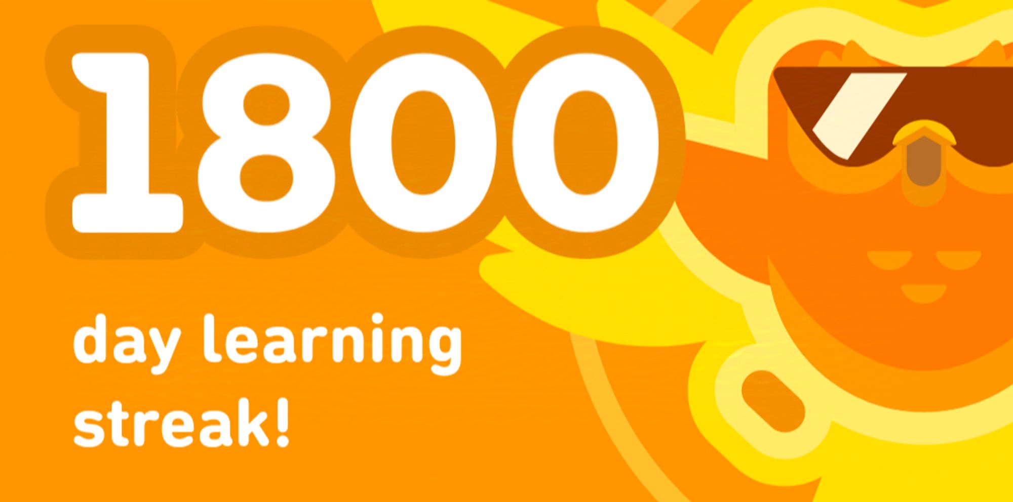 Duolingo note congratulating on a 1800 long streak