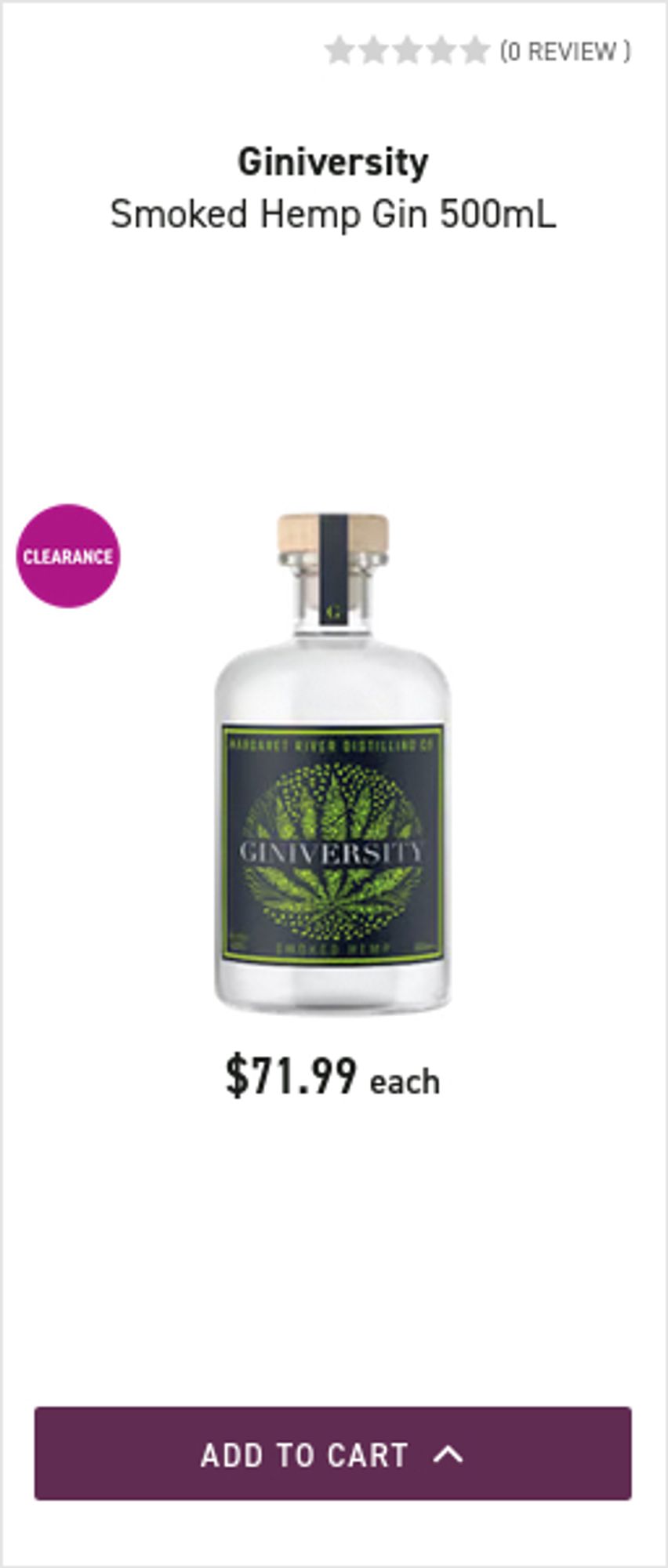 clearance giniversity smoked hemp gin for $71.99 a bottle