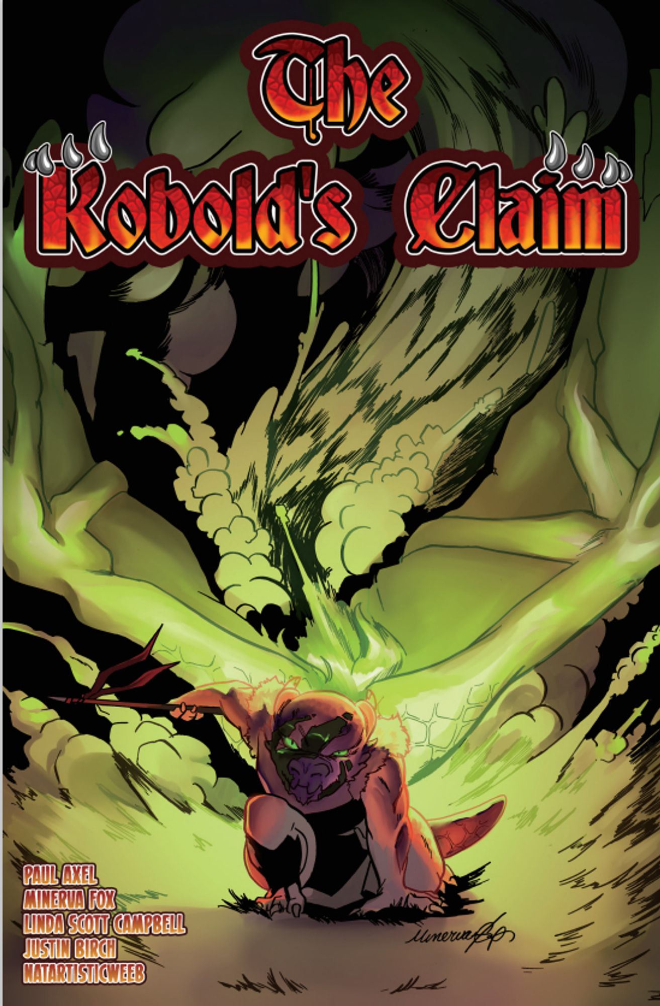 Cover to THE KOBOLD'S CLAIM, a fantasy tale of a little dragon-like creature who gets revenge on the overzealous adventurers who have wronged him.