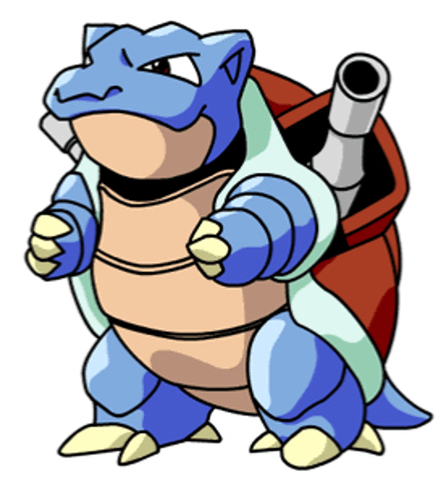 An old, official illustration of Blastoise that seems to have been recolored or drawn over in some way.