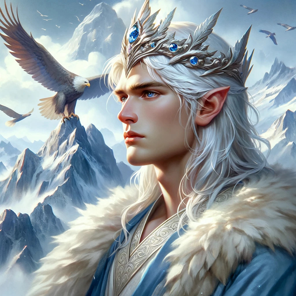 Manwe, king of the Valar atop mount Taniquetil