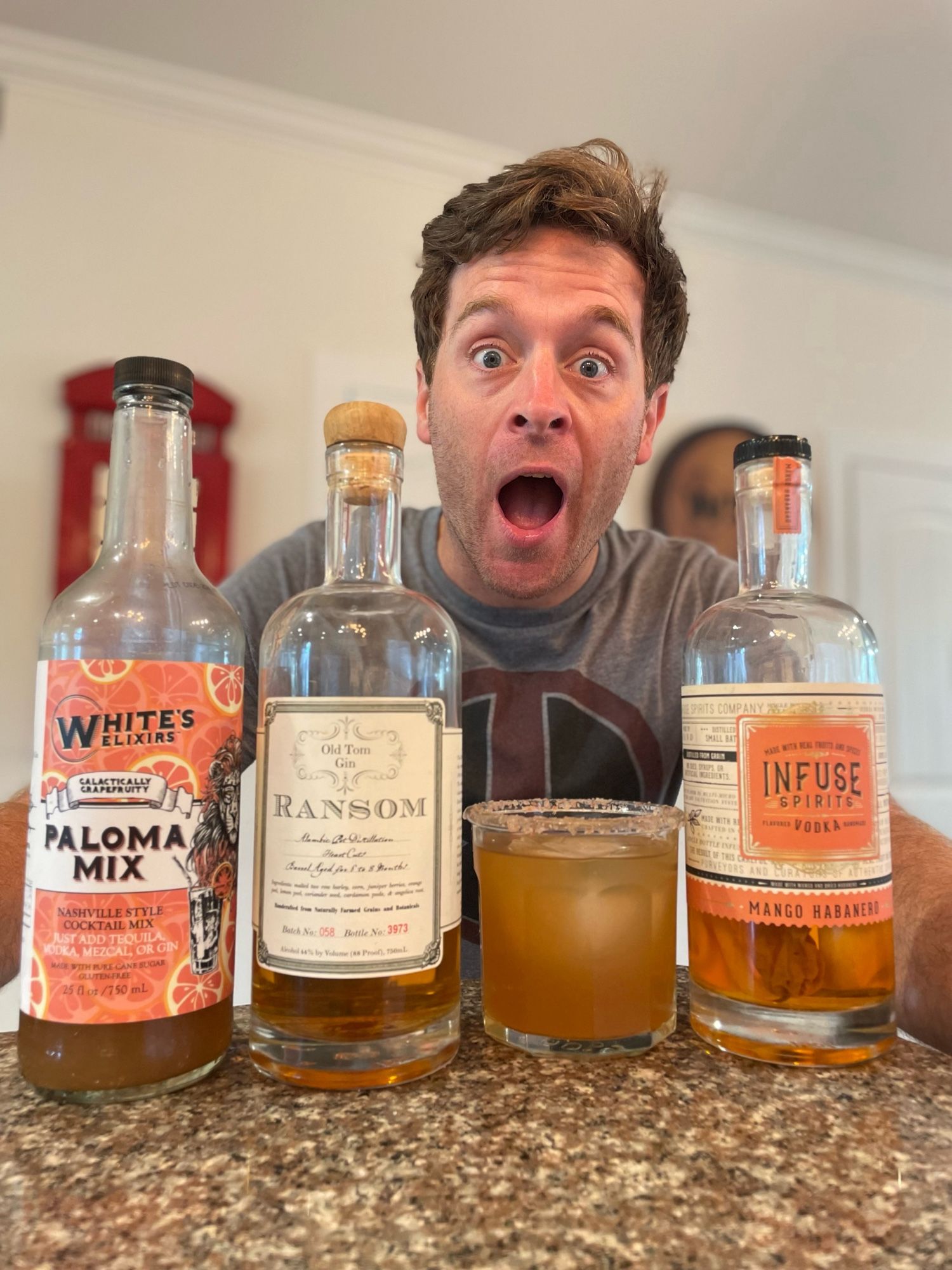 Maximum Effort Cocktail Recipe—
4 oz White’s Elixirs Paloma Mix
2 oz Barrel Aged Gin
1 oz Mango Habanero Vodka
Pink Himalayan Salt Rim