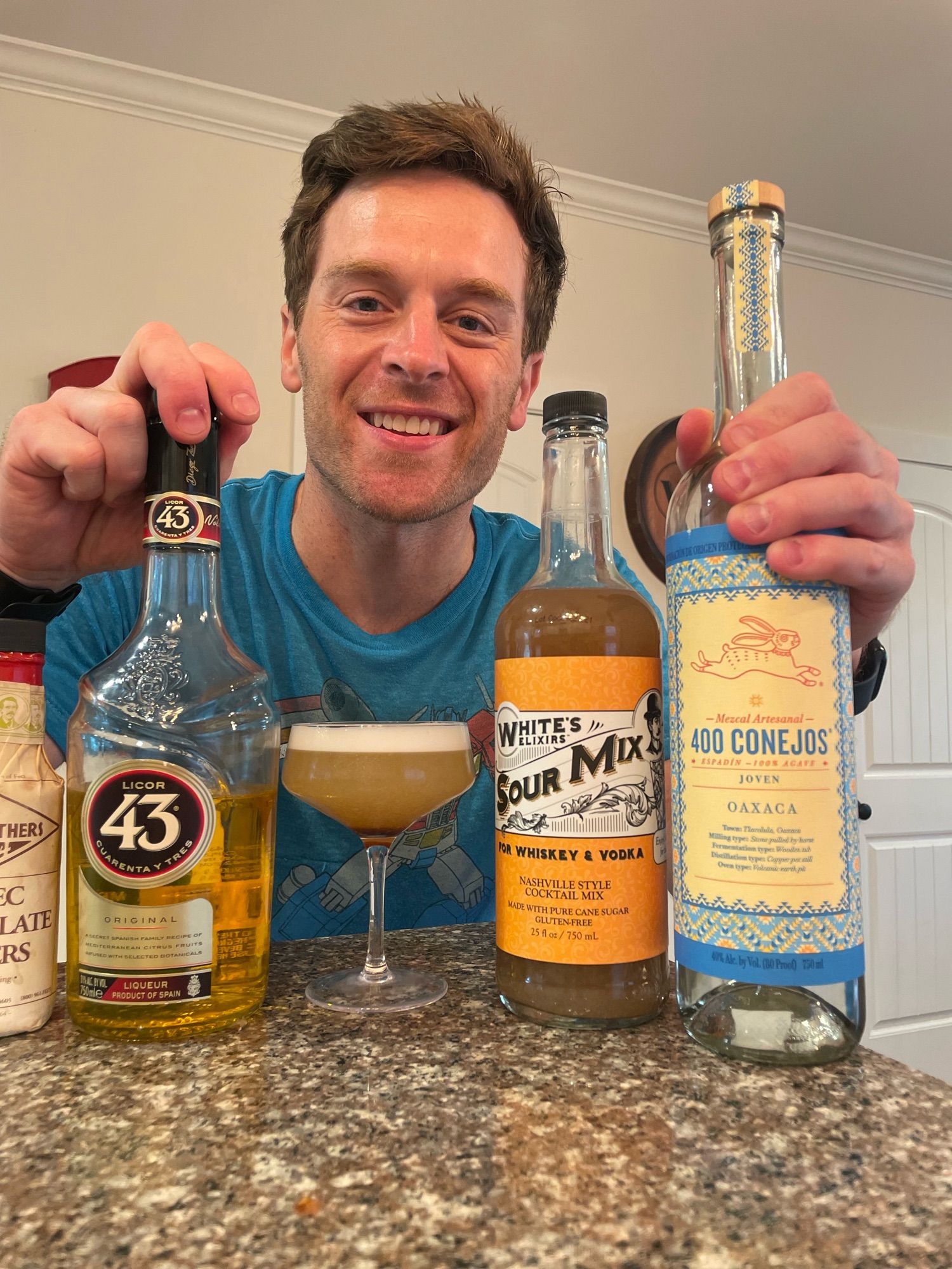 Smokey Honeybee Fizz Cocktail Recipe
2 oz White’s Elixirs Sour Mix
2 oz 400 Conejos Mezcal
1 oz Licor 43
Egg white
Dash Fee Brothers Aztec Chocolate Bitters
Shake vigorously and strain