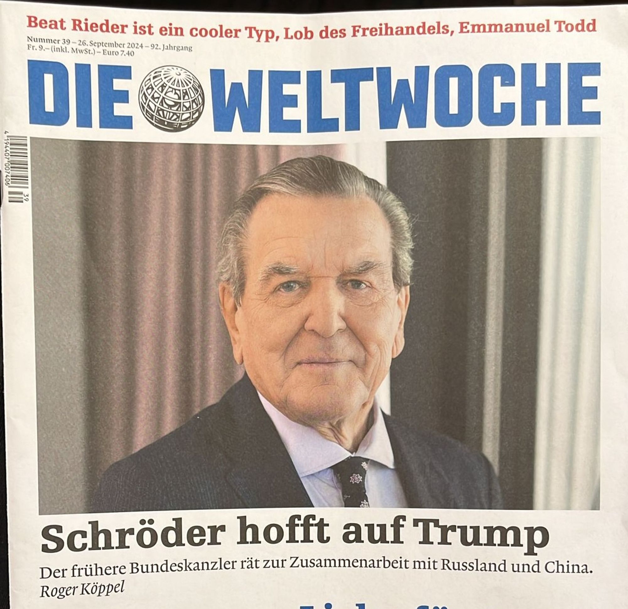 Weltwoche: Schröder hofft auf Trump