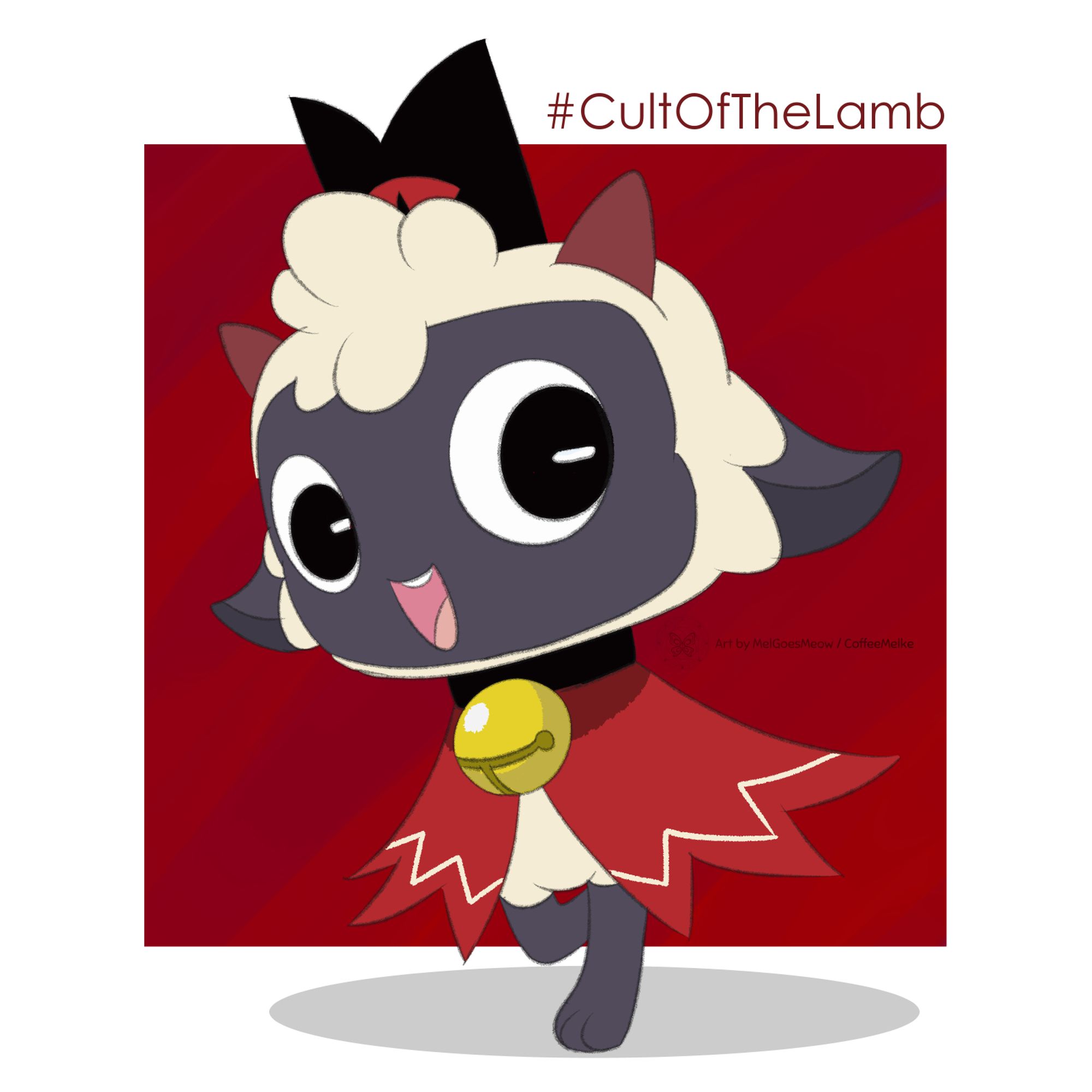 cute chibi art of lamb from cult of the lamb video game