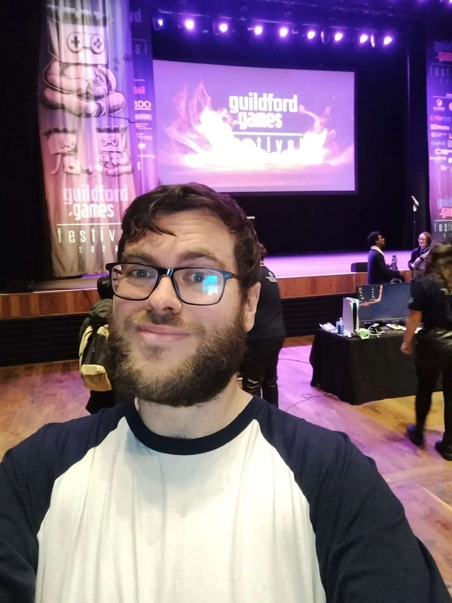 A photograph of Adam Burt at Guildford Games Festival