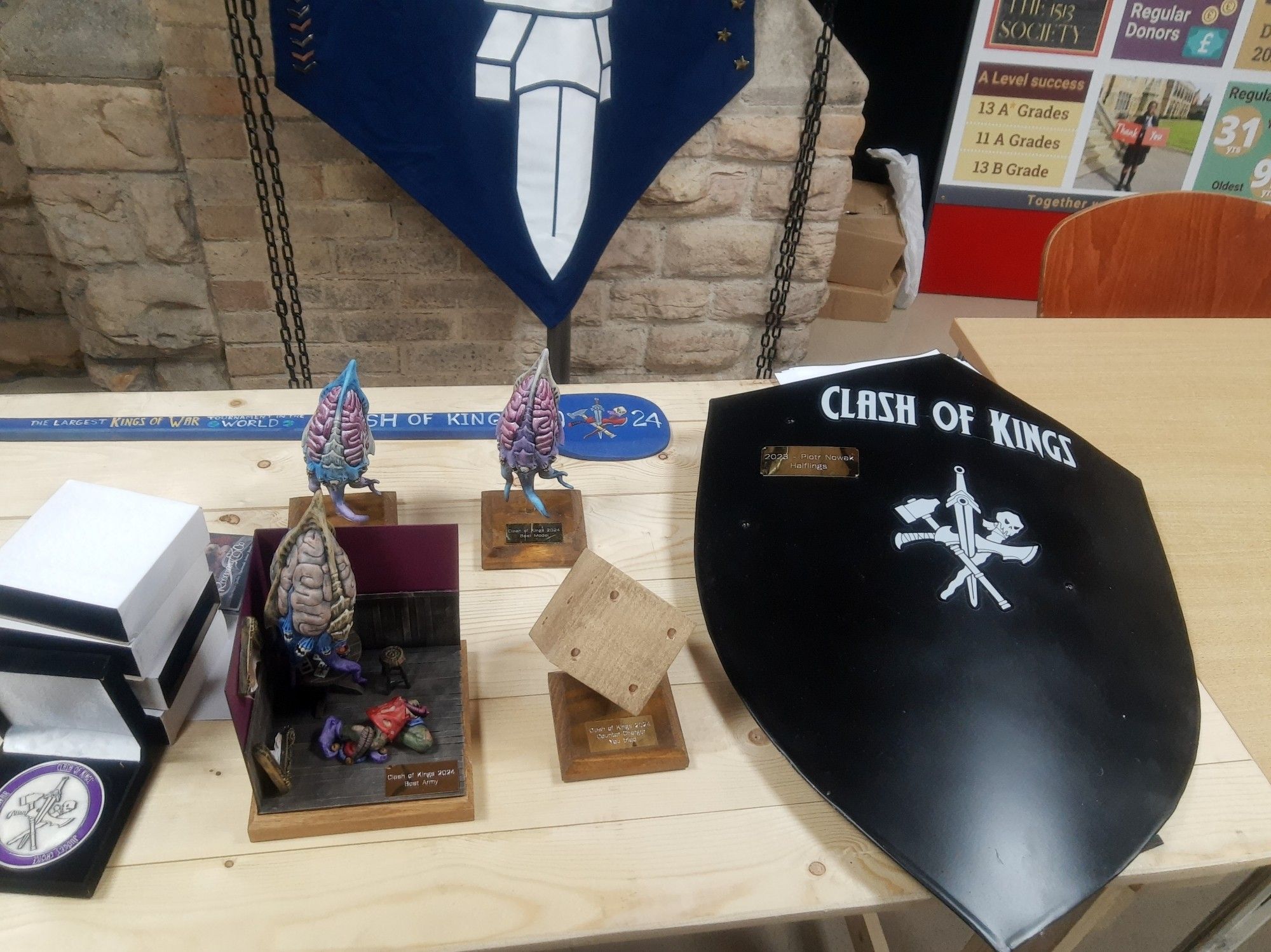 Prices for Clash of Kings UK, best painted (a Nightstalker Mind Screech), best player (large shield) and the counter charger award for the most average result (a large die)