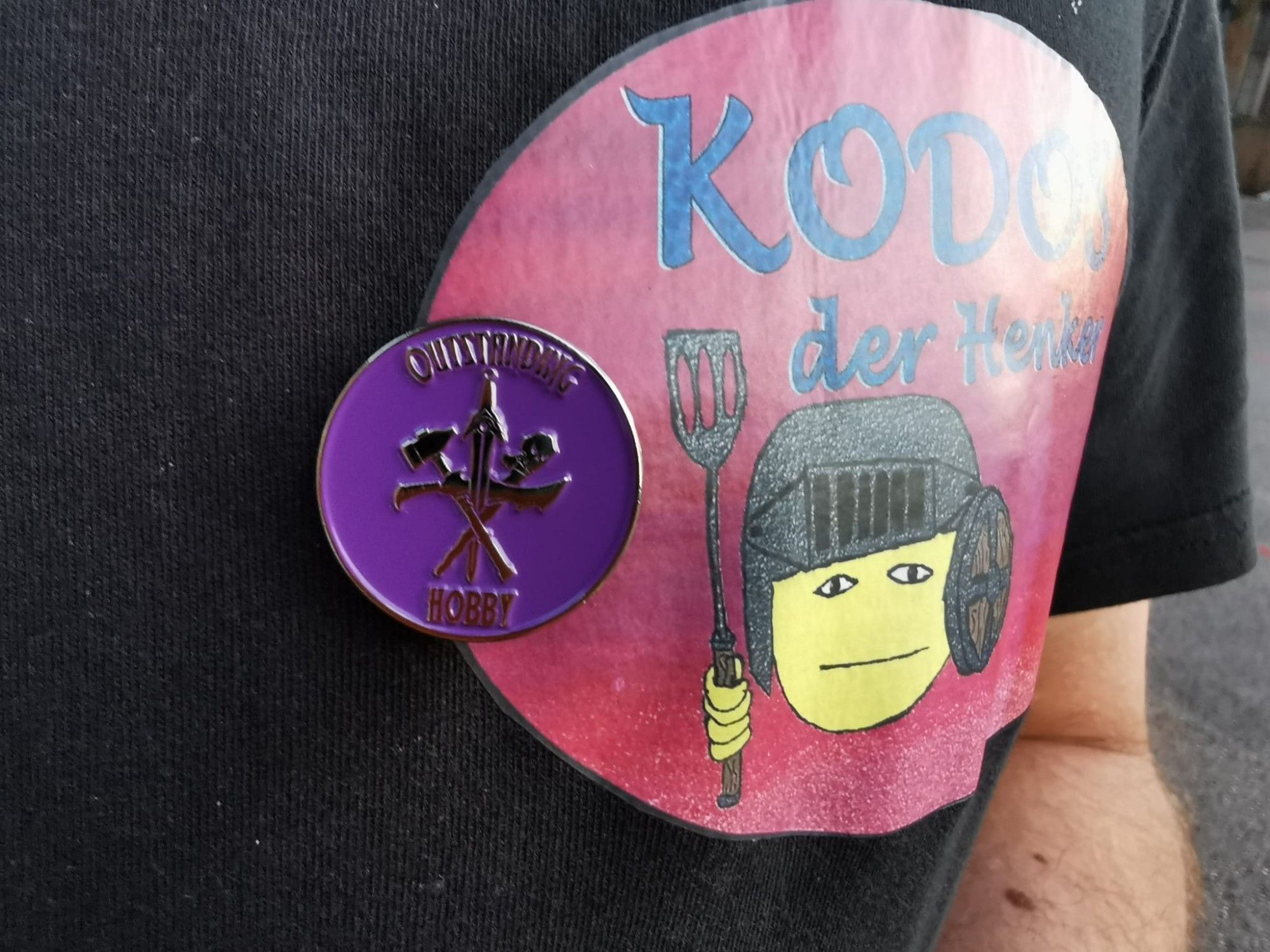 Outstanding Hobby Award pin on the T-Shirt Avatar my son designed for us