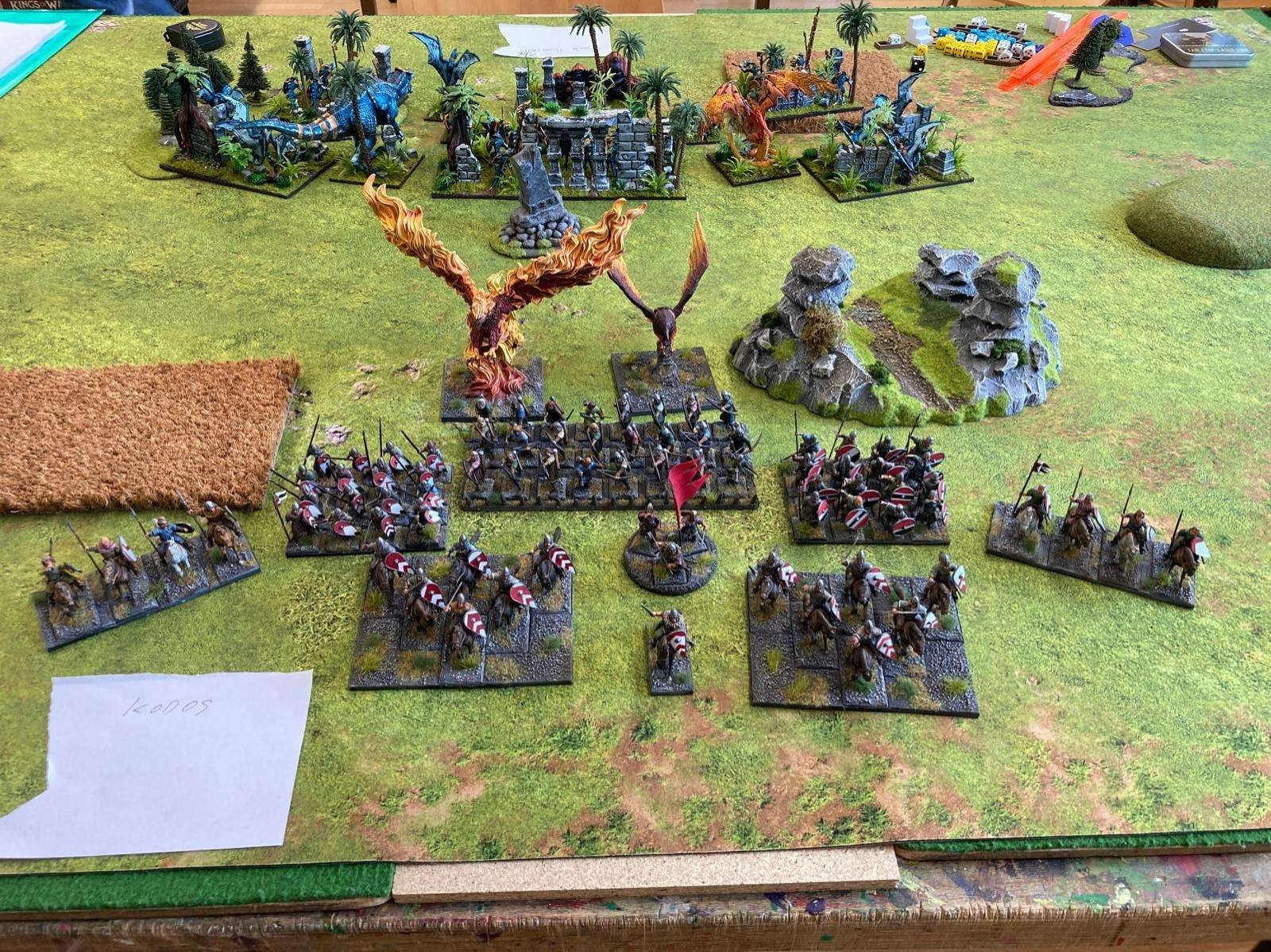 Brothermark Army for Kings of War using Victrix historical models for Infantry and Monsters from Mantic Games