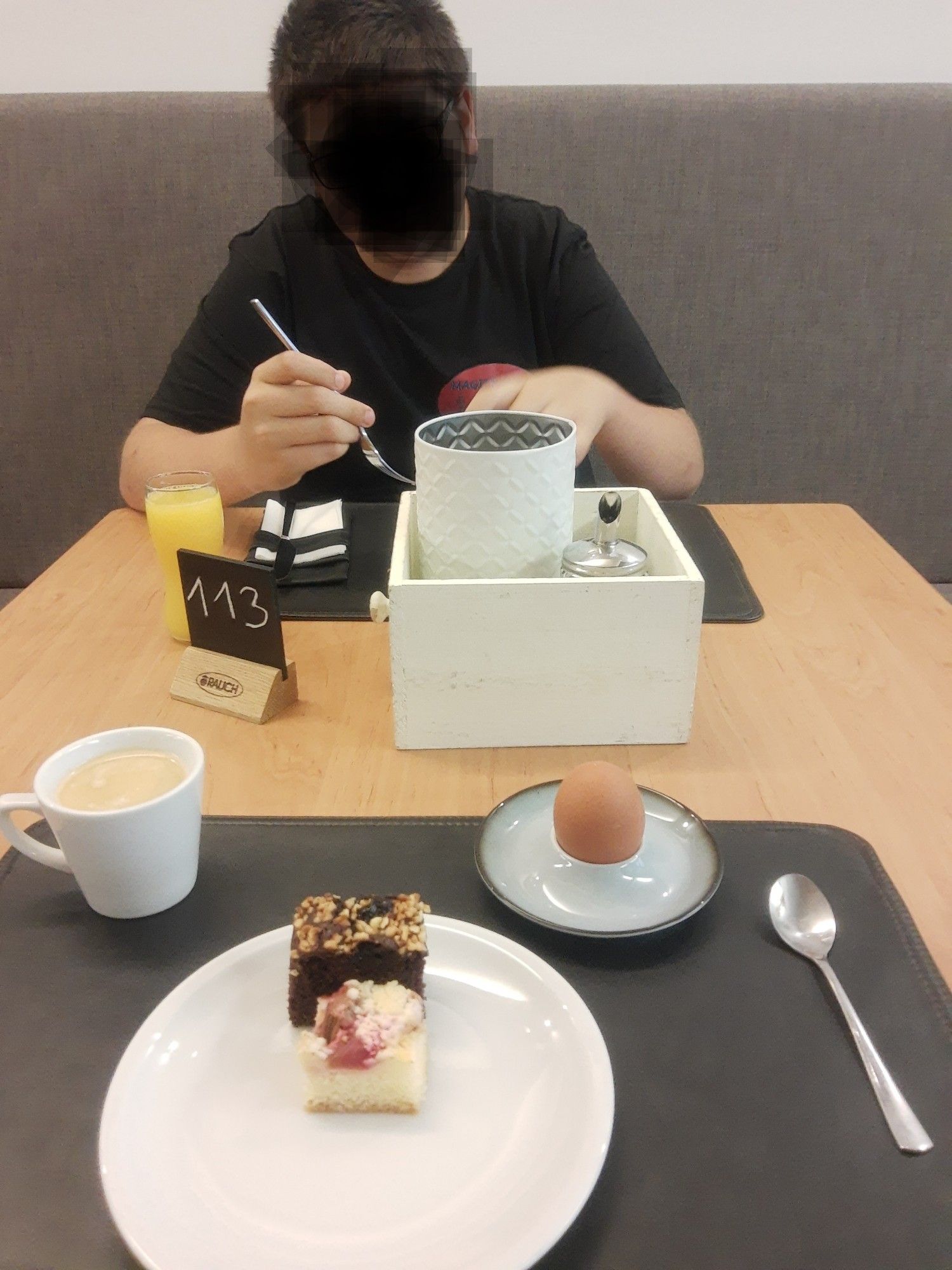 Me and my son having breakfast in the hotel