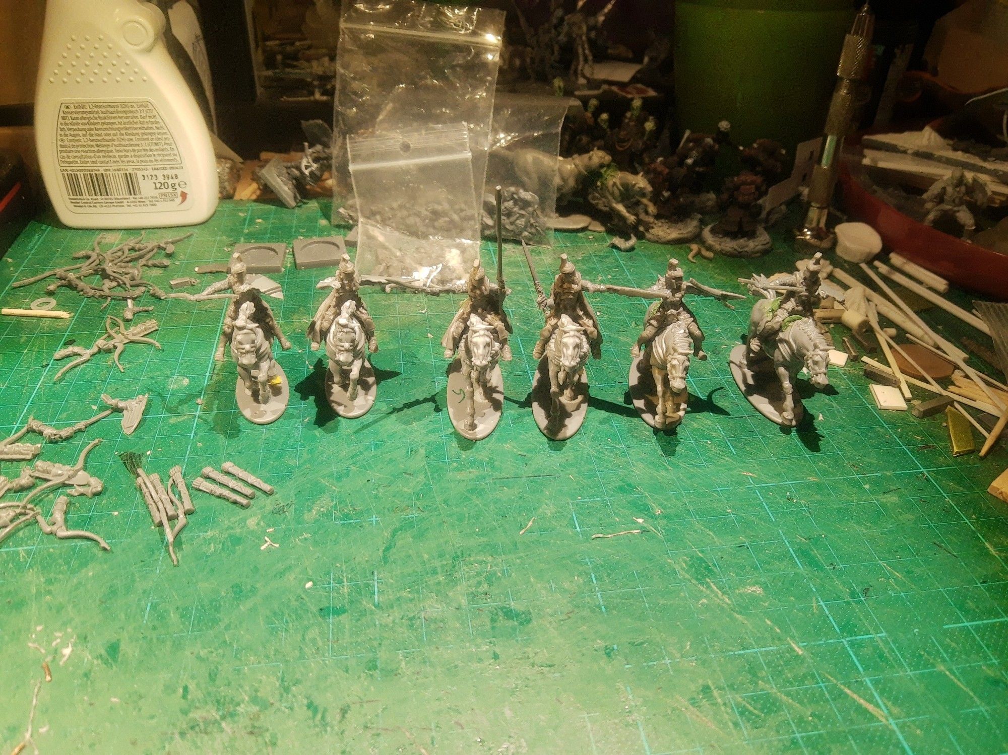 6 light elf cavalry with bows build with parts from Mantic Games (bodies) and Victrix Miniatures (horses)