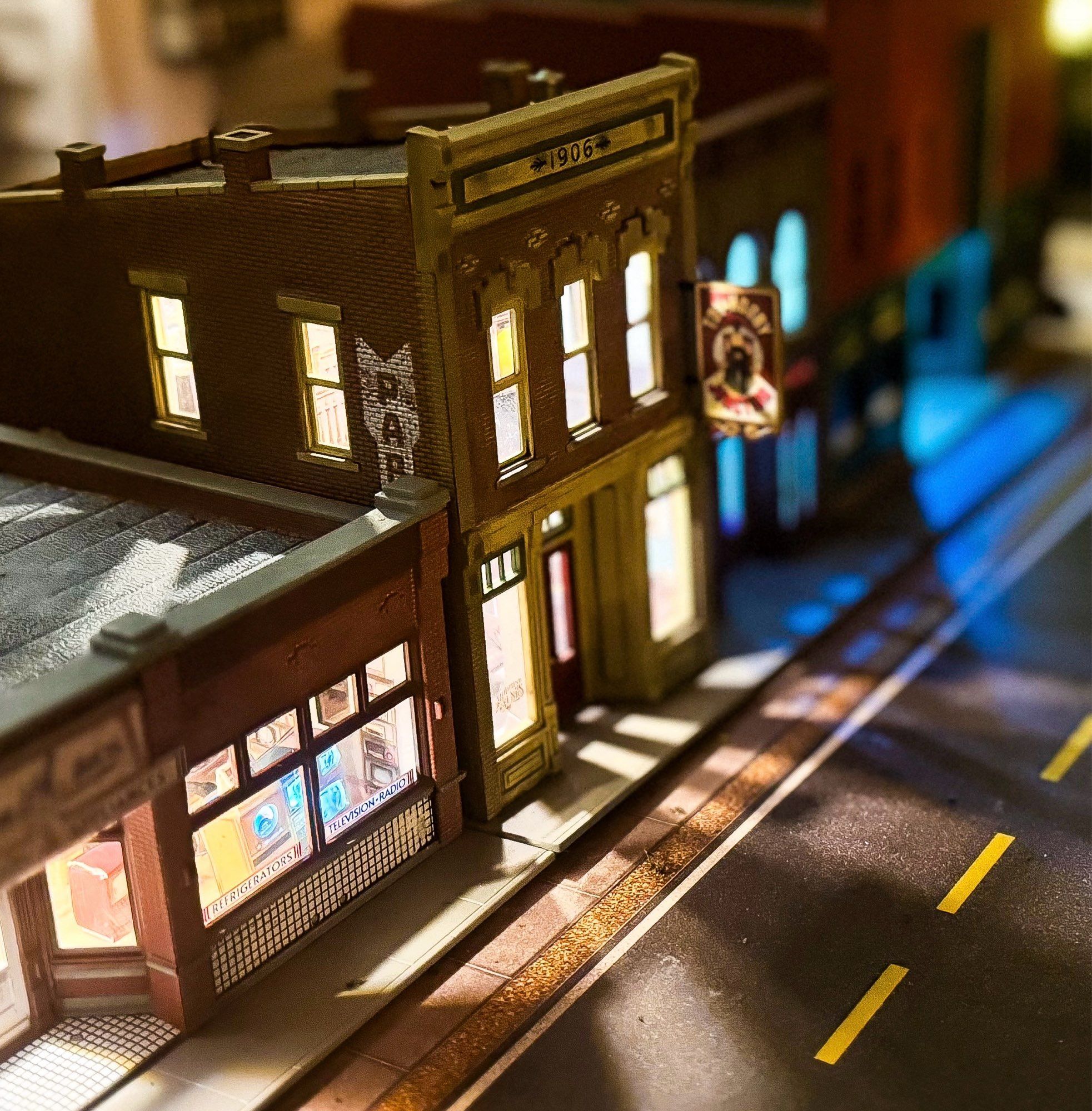 on of several miniature building i constructed that looks similar to ones found in downtown elyria