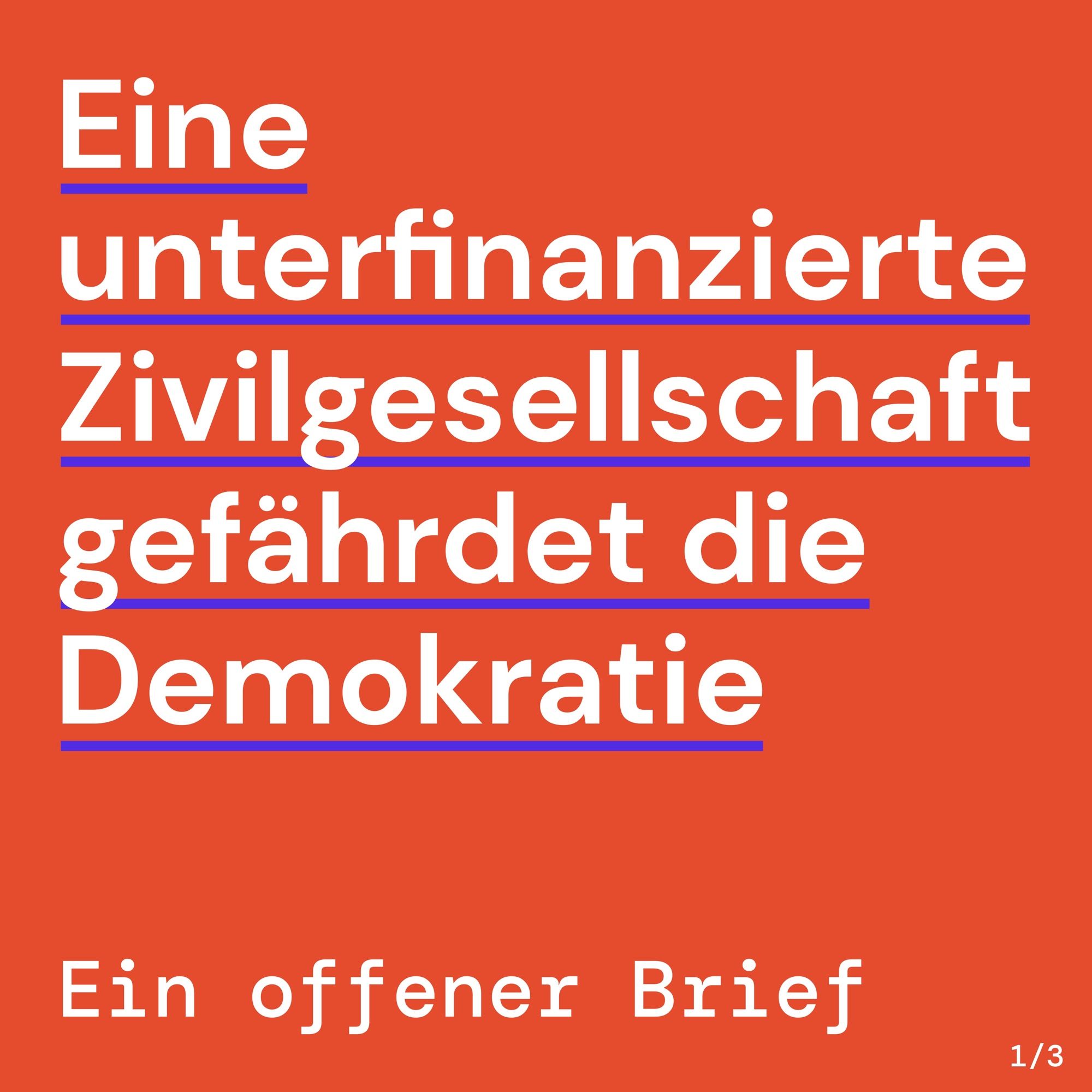 Eine unterfinanzierte Zivilgesellschaft gefährdet die Demokratie- ein offener Brief