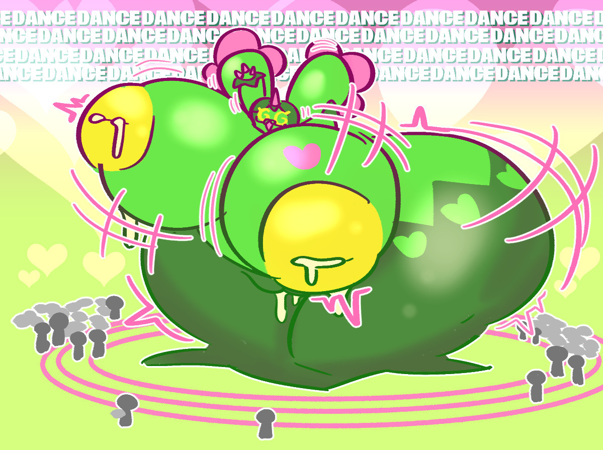 Celi, now called Mira, has grown into a dancing hyper milky Maractus, dancing to the point where it has become mesmerizing, and a couple of people have joined to watch her dance.