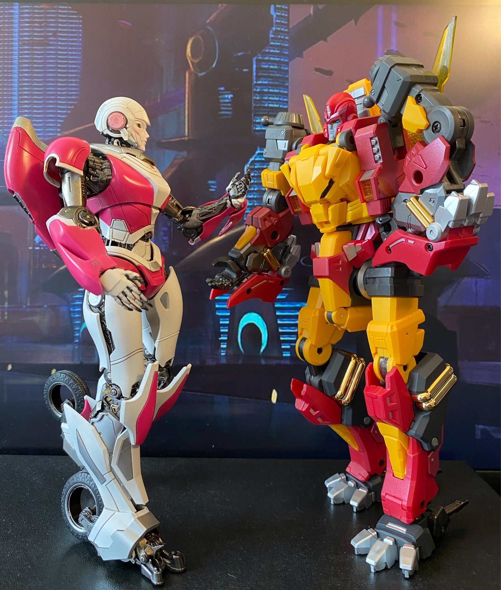 Transformers toys ThreeZero DLX Arcee and DX9 AncestRod (Rodimus)