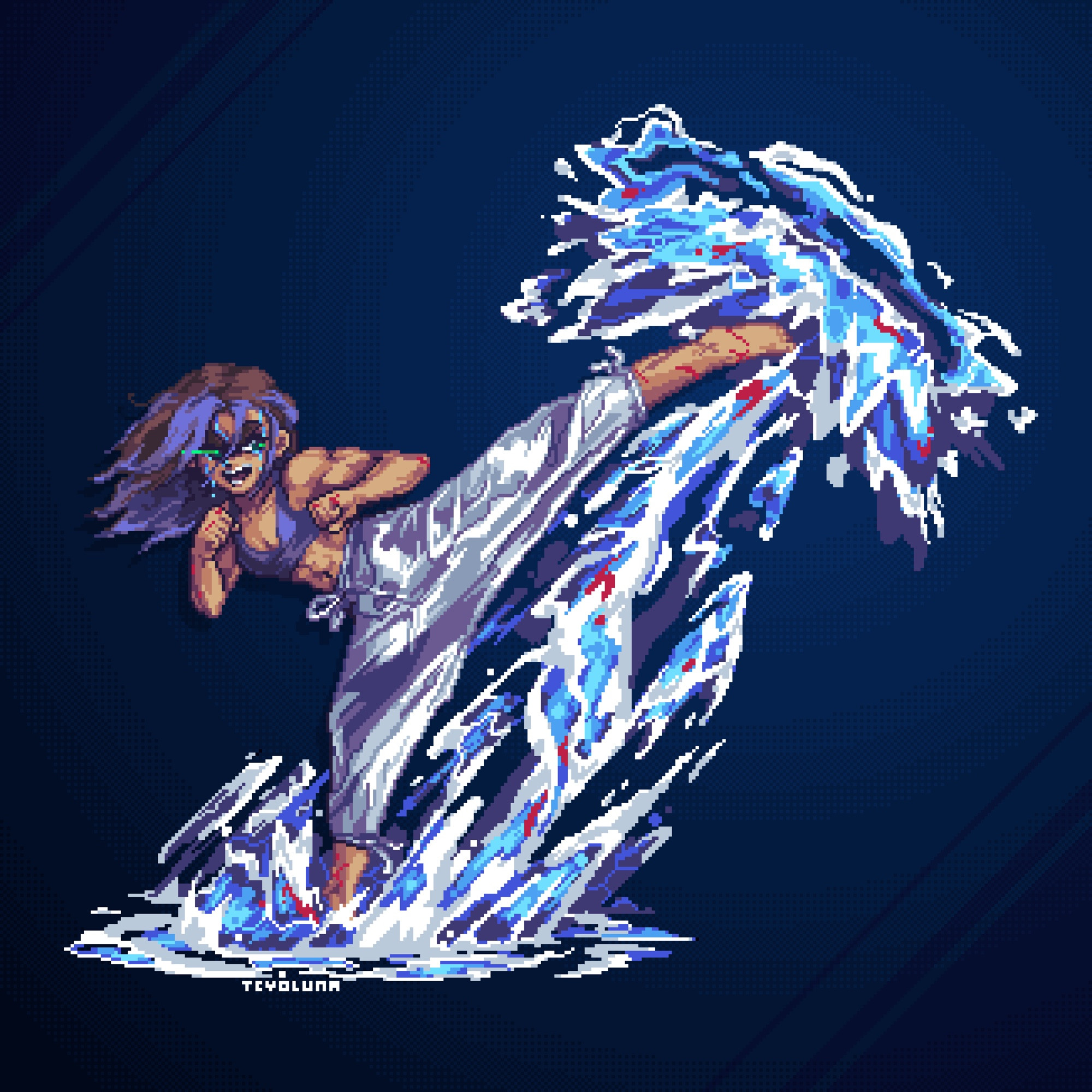 Pixel art illustration of my OC Tsunami