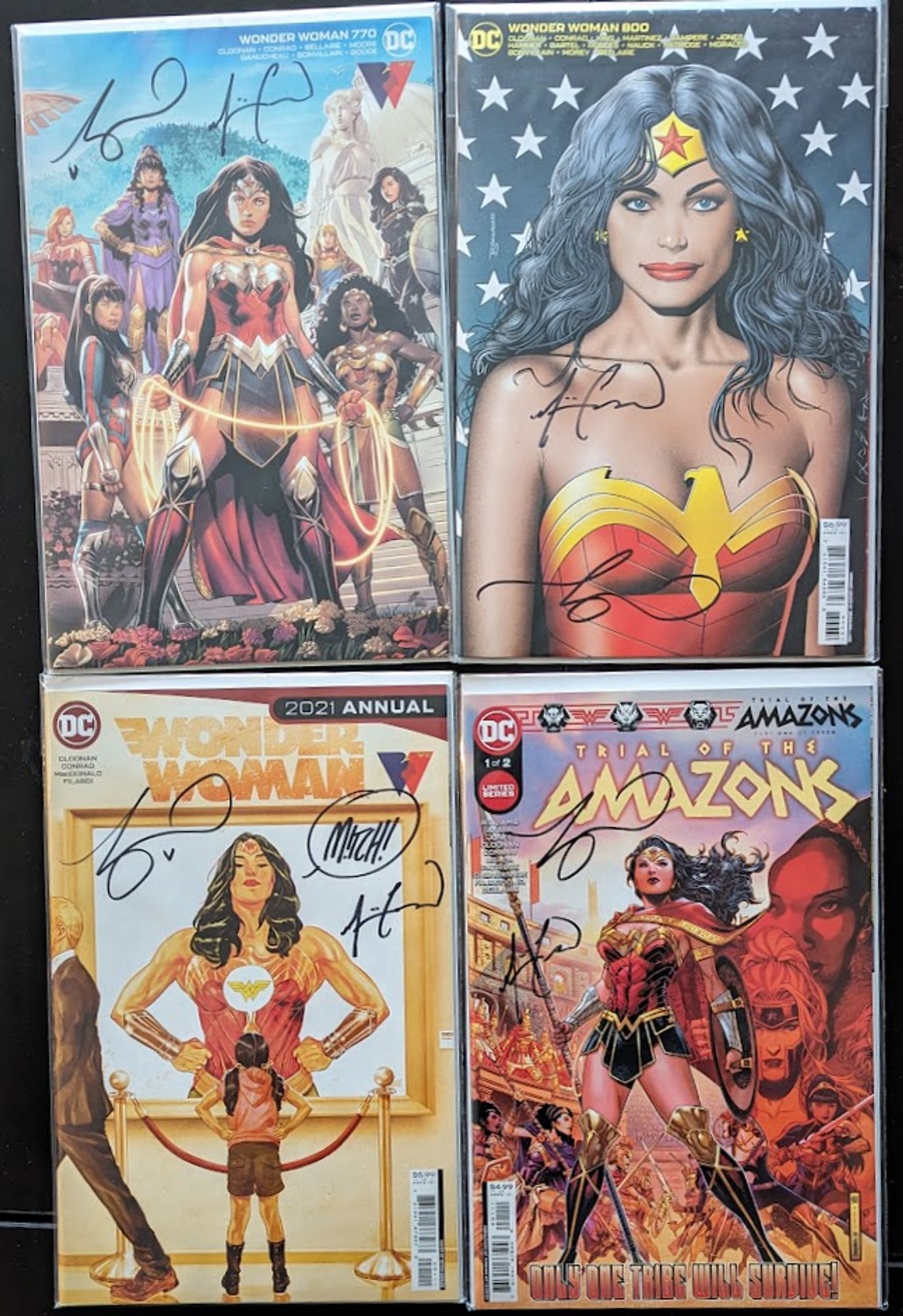 Wonder Woman 770, 800, 2021 annual and Trial of the Amazons #1