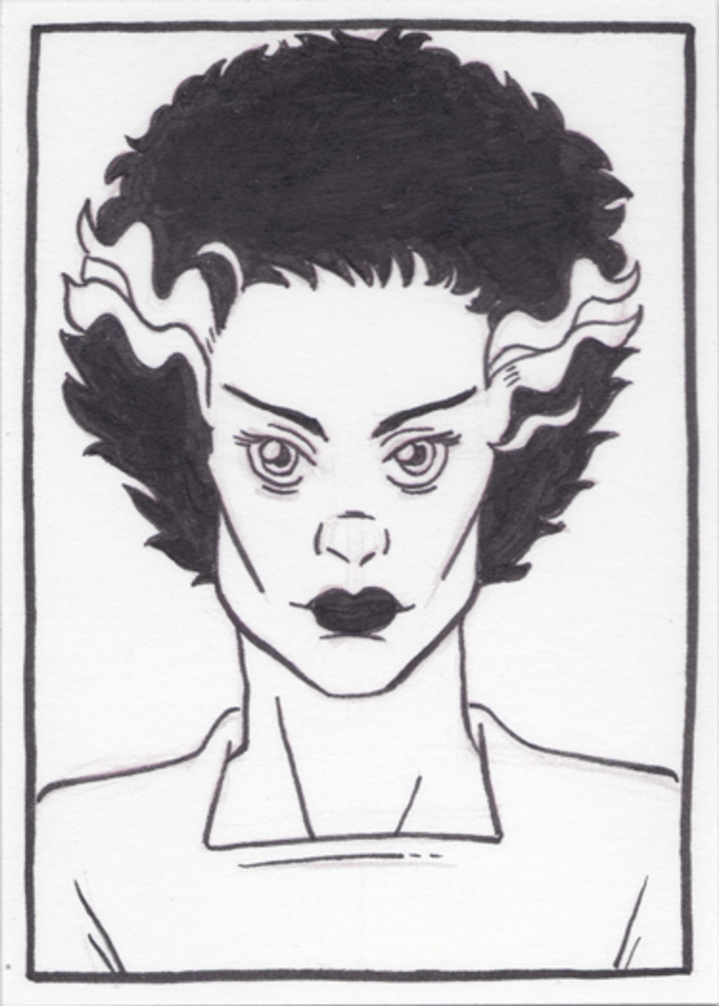 The 2017 illustration of the Bride of Frankenstein.