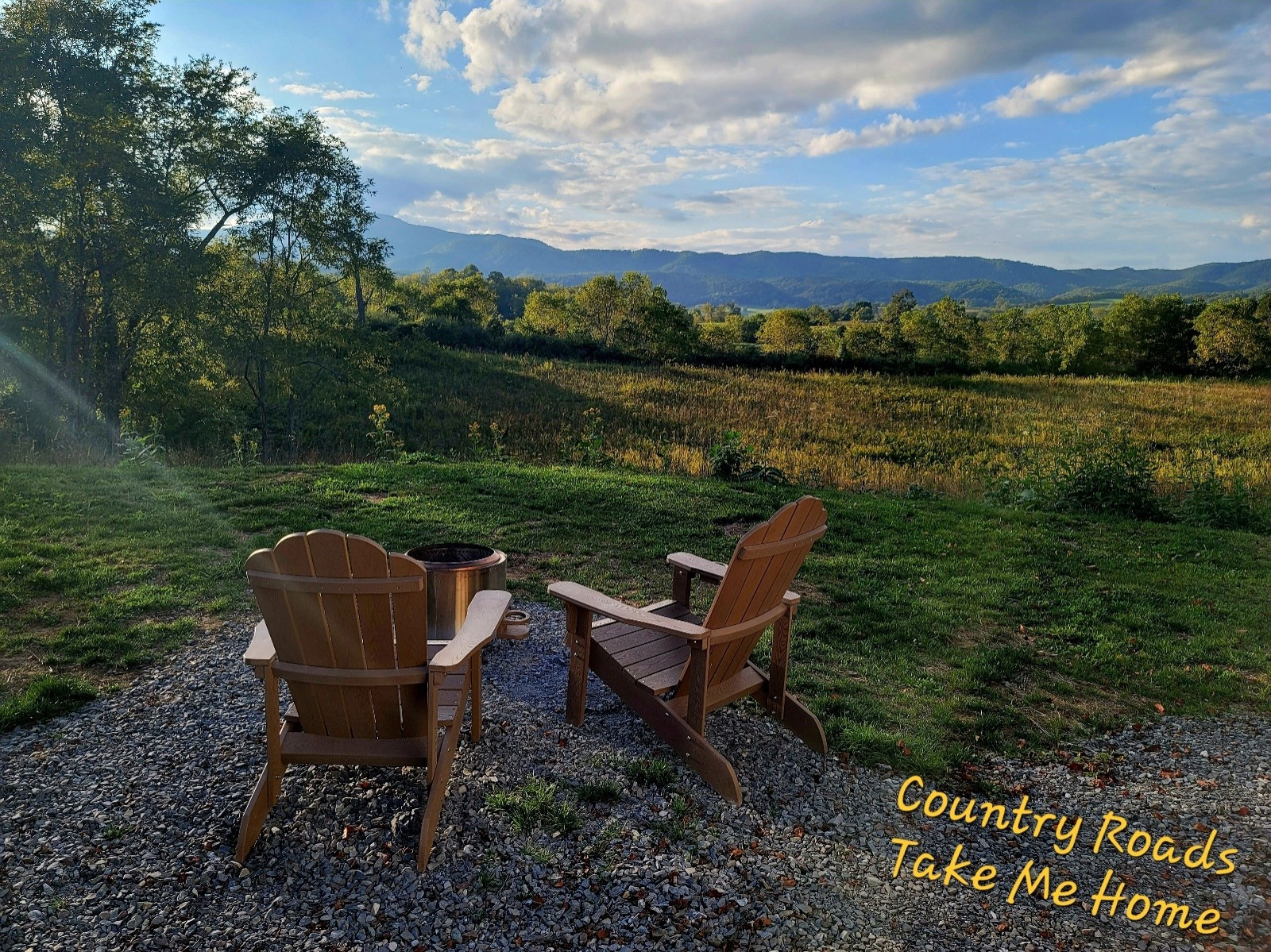 Two chair overlooking a mountain ridge in West Virginia