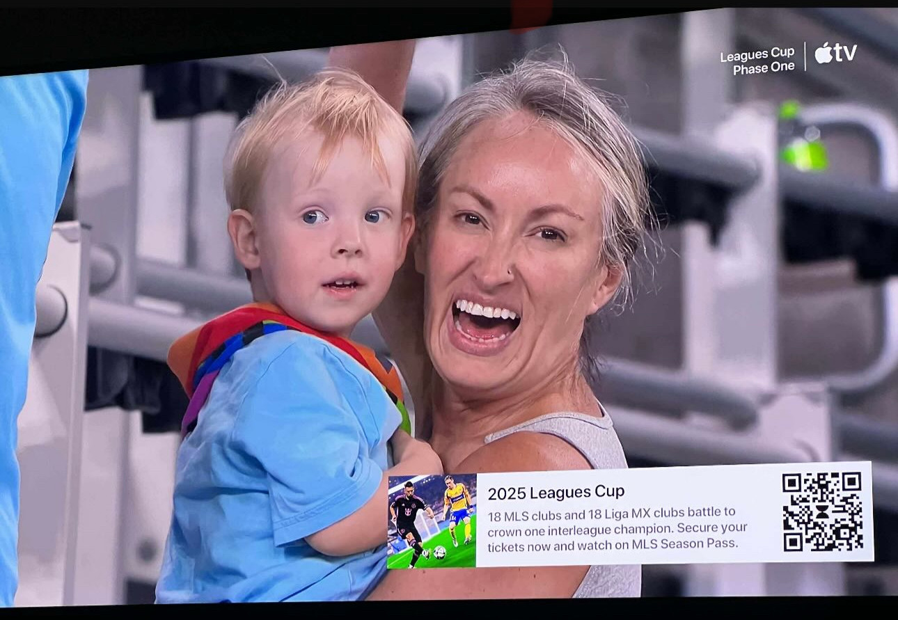 Katie and Niko on the AppleTV broadcast of MNUFC vs Querétaro 