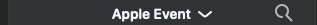 Screenshot from Ivory for Mac, it’s a hashtag list selector, with a Hashtag list named “Apple Event”. On the right there’s a dropdown selector to switch and further to the right is a magnifying glass icon to search.