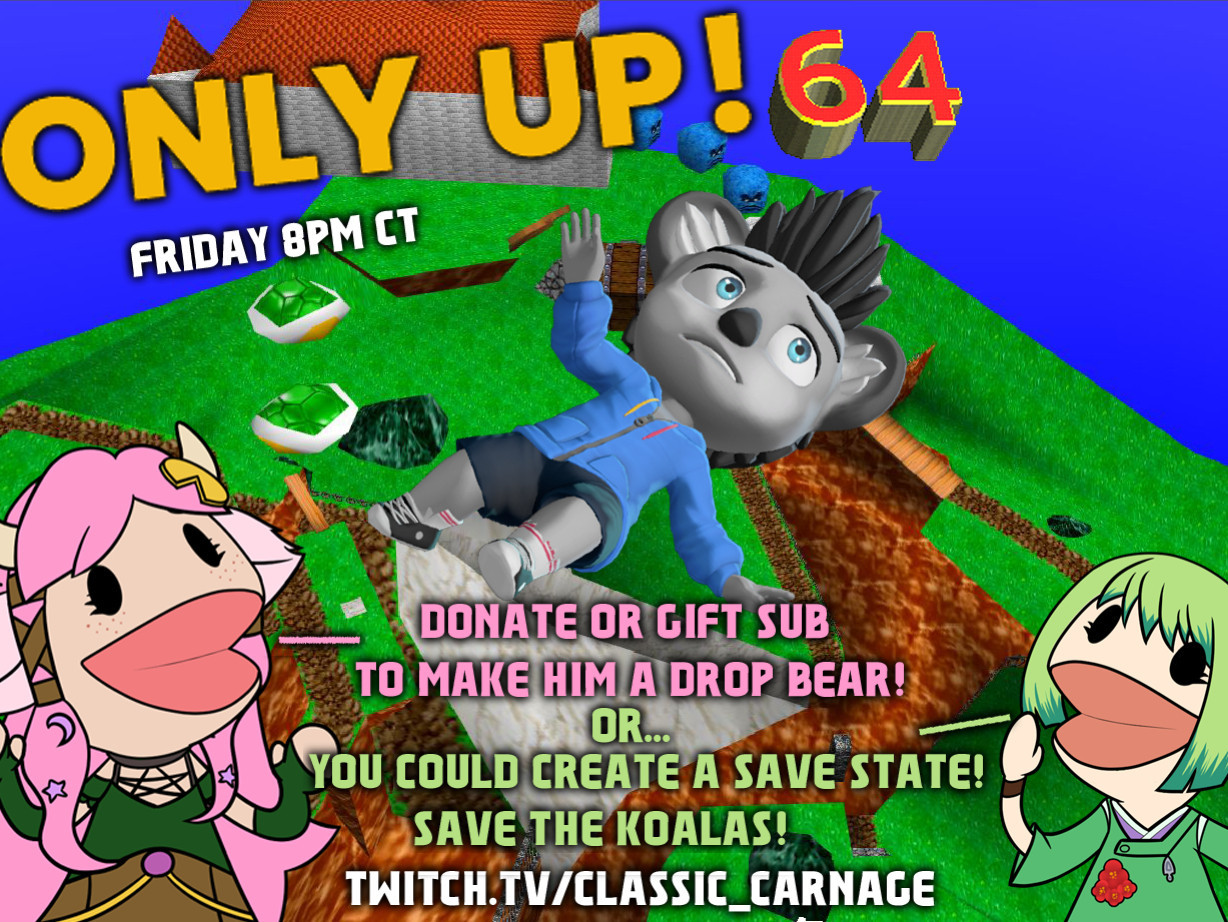 ONLY UP 64! Friday 8pm CT
You can donate/gift sub to help or hinder me with save states