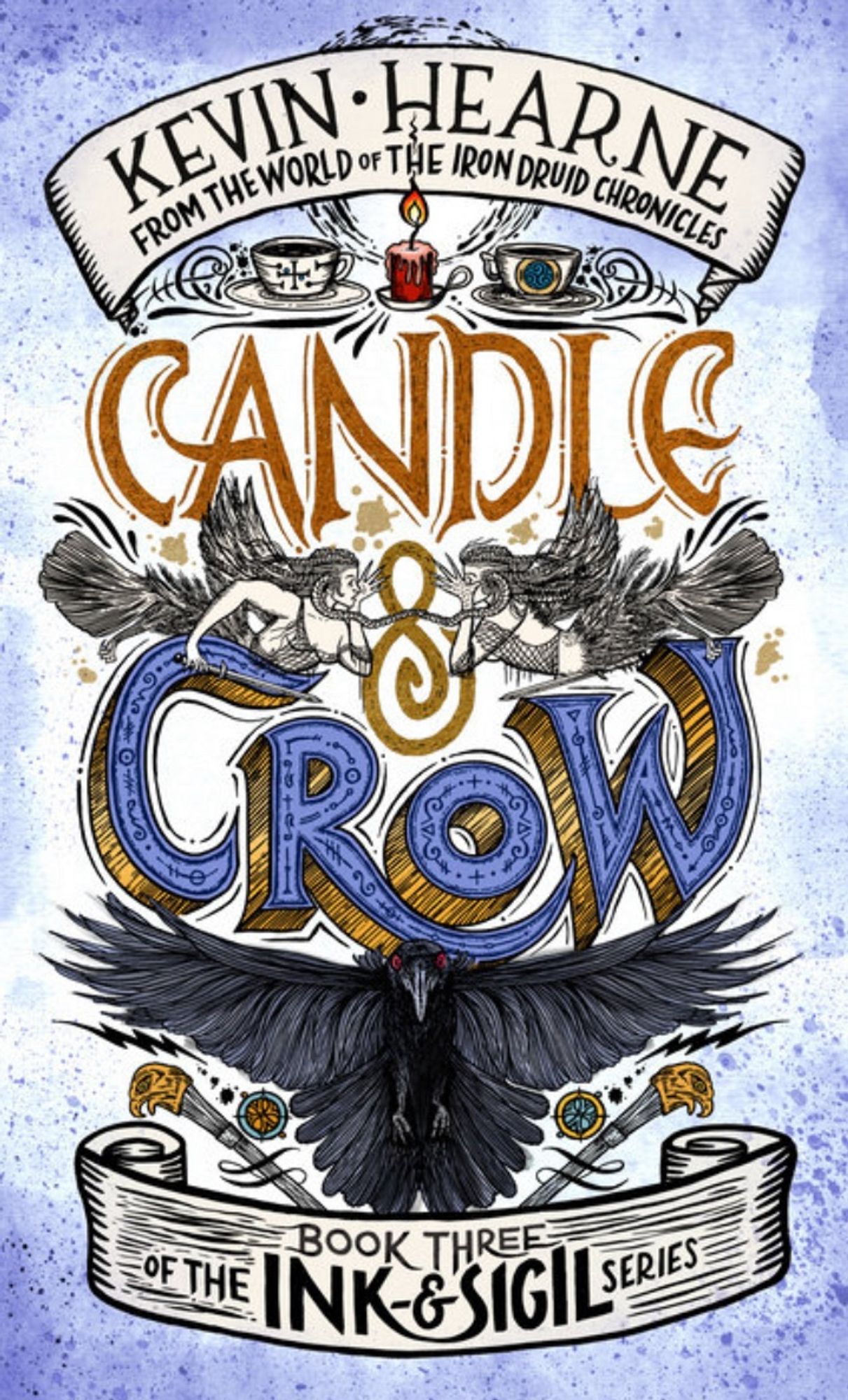 The cover art for Candle & Crow illustrated by Sarah J. Coleman. Features sirens (the mythological kind) and a big ol’ red-eyed crow