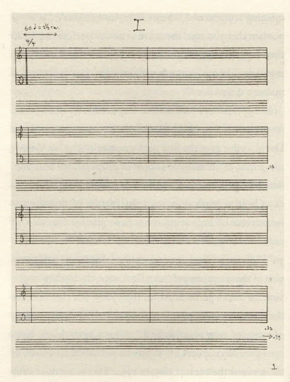 A blank piece of sheet music, from inside the document