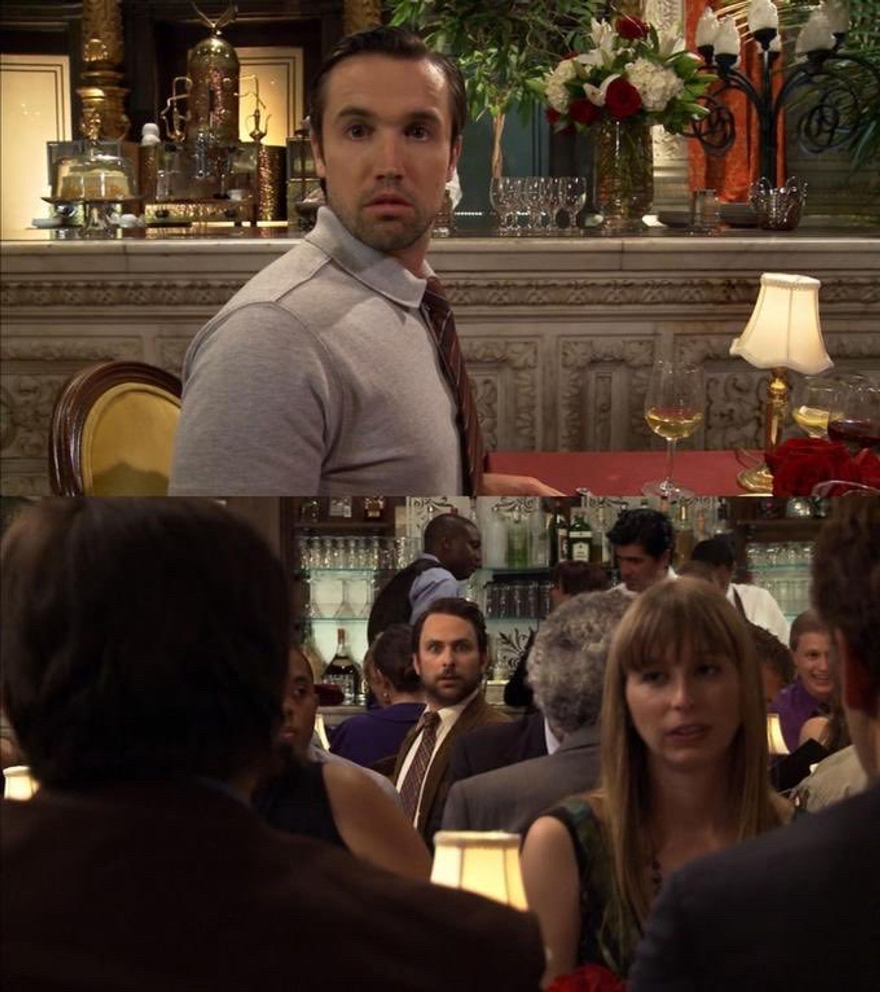 The “It’s always sunny in Philadelphia” meme where Mac and Charlie are staring at each other from across a restaurant