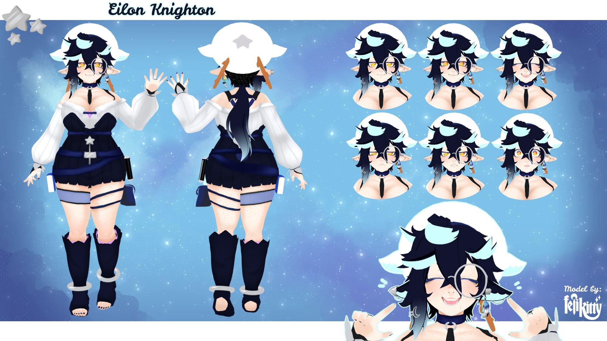 VTuber Character Sheet for Eilon Knighton - Elf/Elk VTuber - Constellation Mage