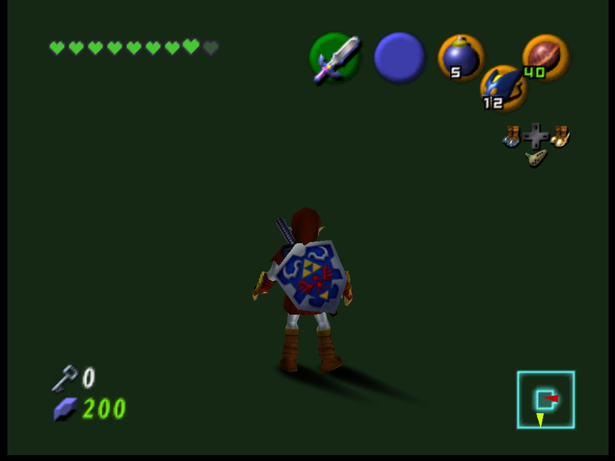 Link currently standing infront of the Shadow Temple boss door. Nothing's loaded in due to having gotten here using a glitch.