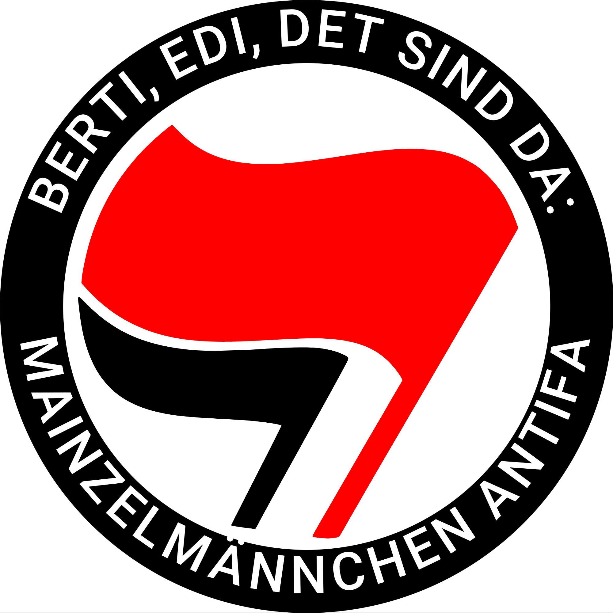 Antifalogo für "Berti, Edi, det sind da: Mainzelmännchen Antifa!"