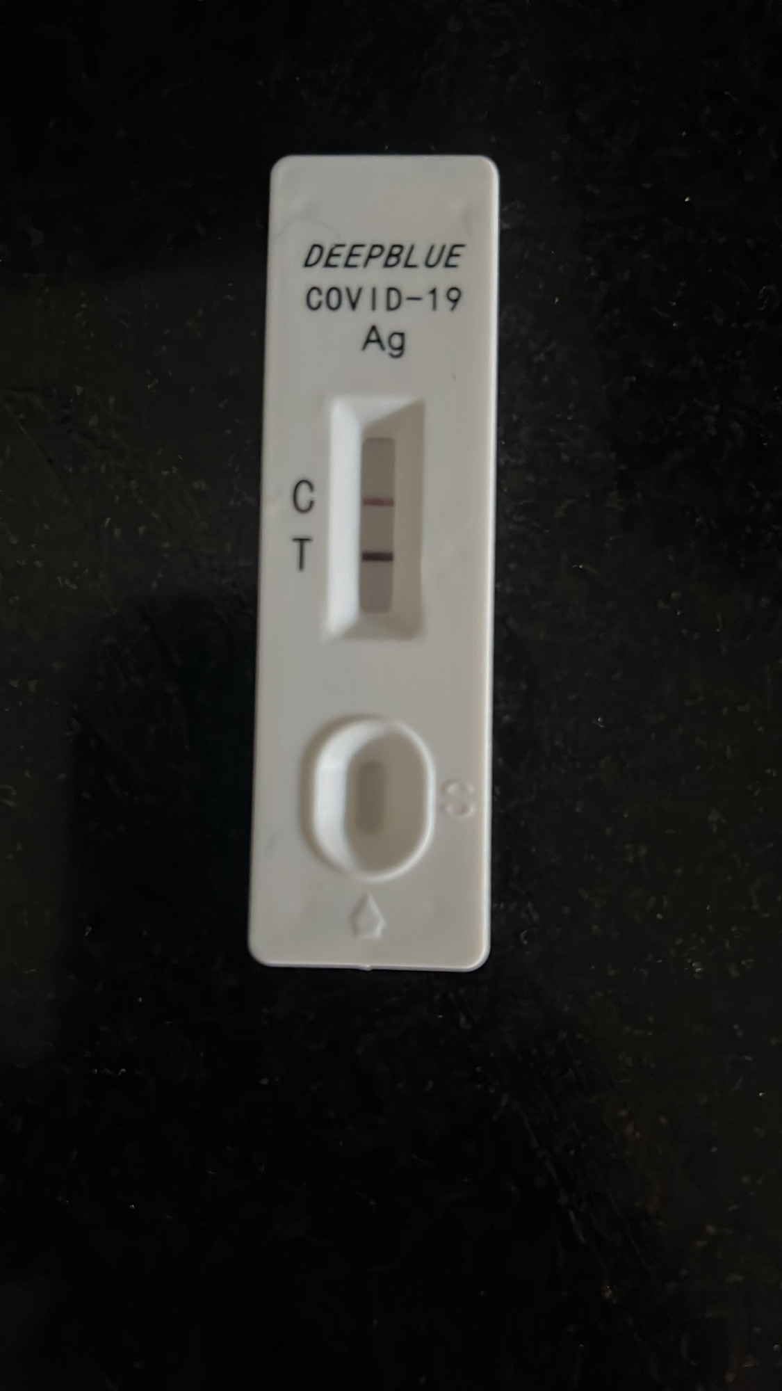 Corona test with positive result (showing two markers)