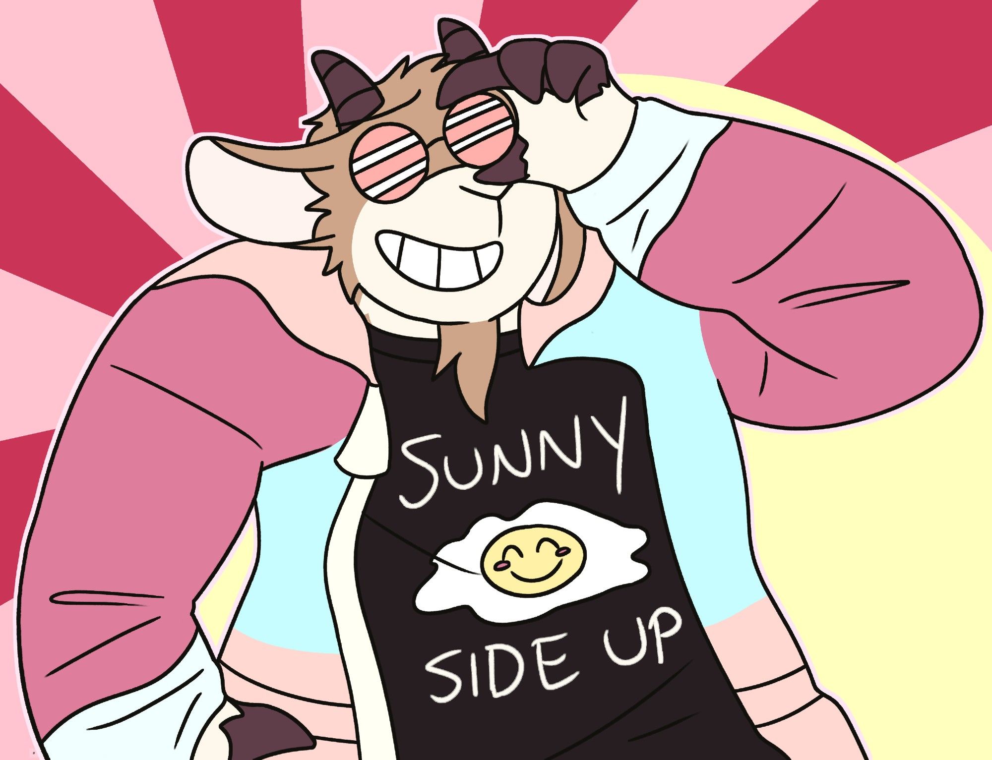 Boone wearing his sunny side up shirt.