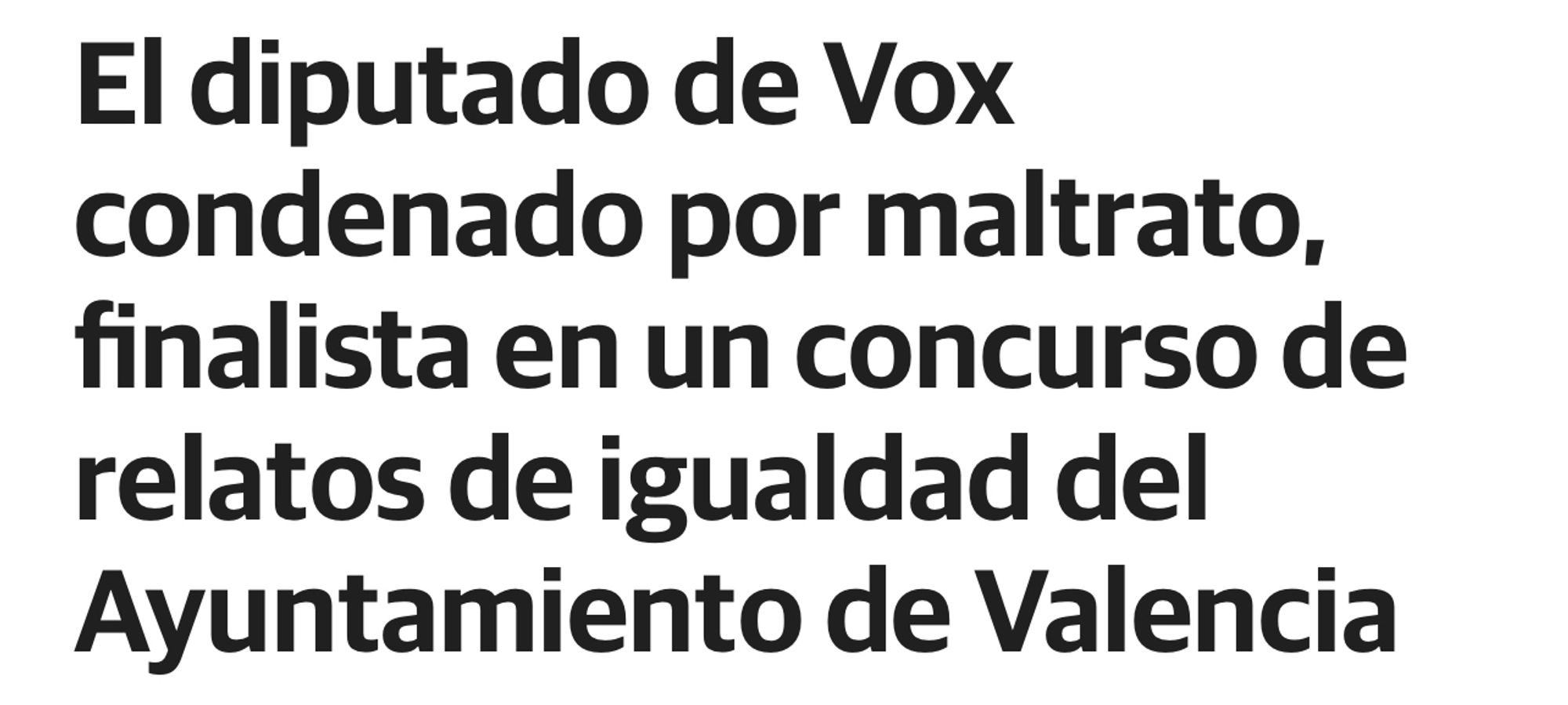 El diputado de Vox condenado por maltrato, finalista en un concurso de relatos de igualdad del Ayuntamiento de Valencia