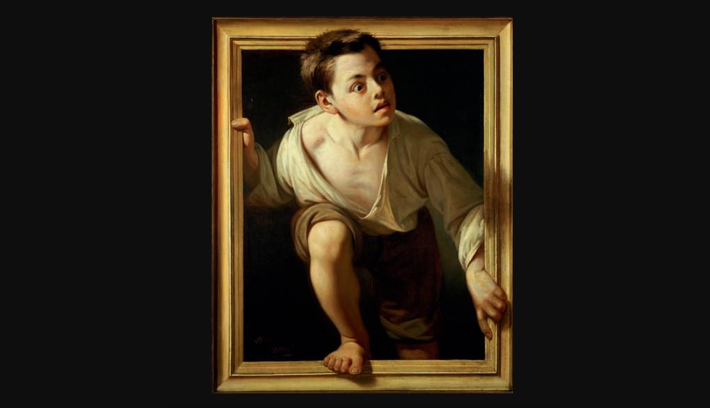 "Escapando de la crítica" painting by Pere Borrell del Caso