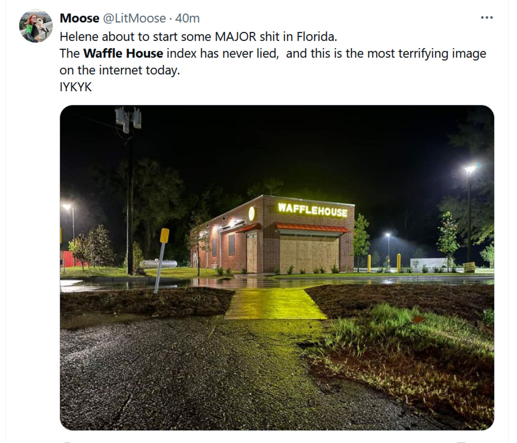 Boarded up Waffle House restaurant in Florida