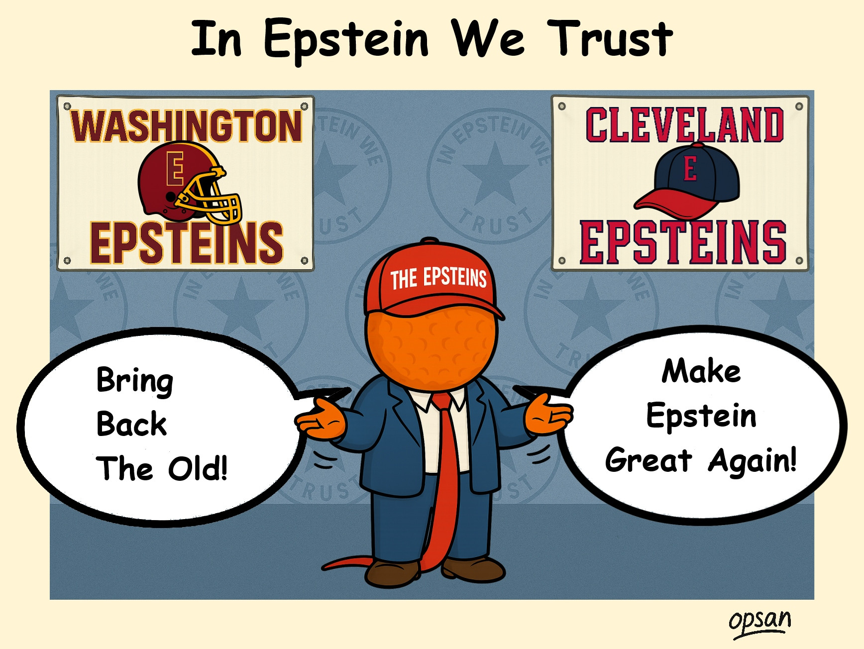 A political cartoon parodying the recent conversation about reverting sports teams' names. 