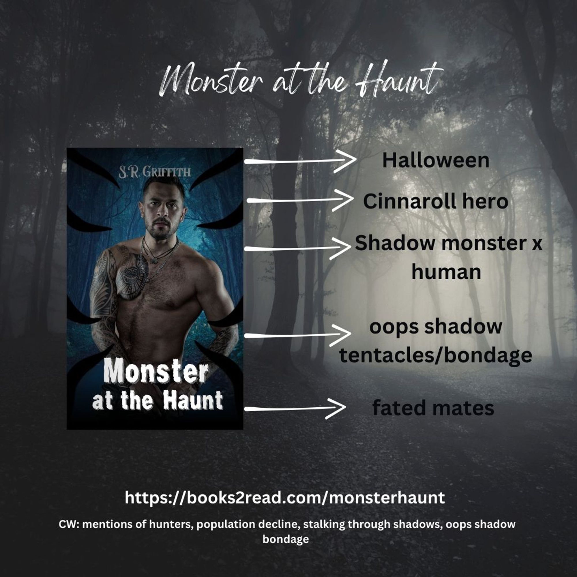 Monster at the haunt
available on KU and kindle
halloween
cinnaroll hero
shadow monster x human
oops shadow tentacles/bondage
fated mates