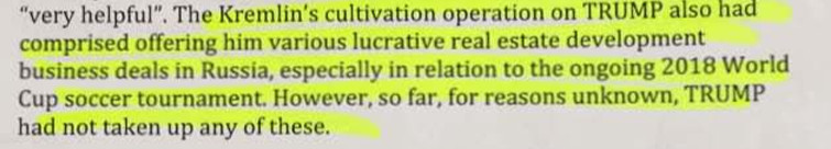 Steele Dossier reporting regarding the 2018 world cup