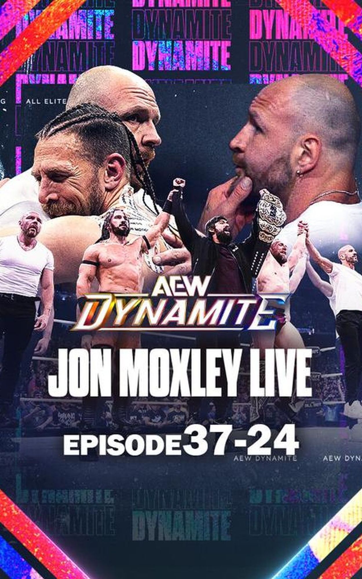 Poster for AEW Dynamite featuring Moxley hugging Bryan before the betrayal