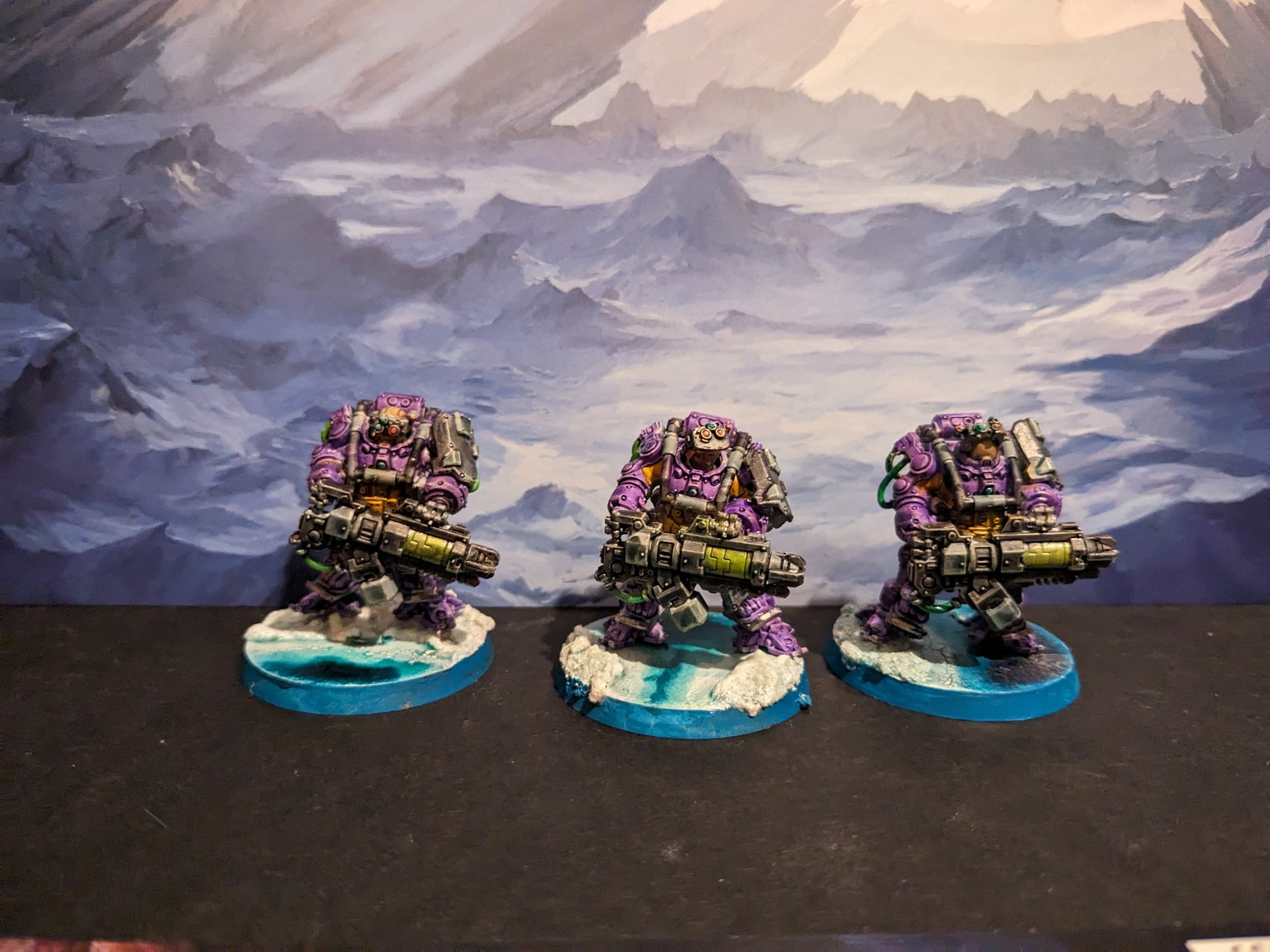 Three votann thunderkyn. Painted purple