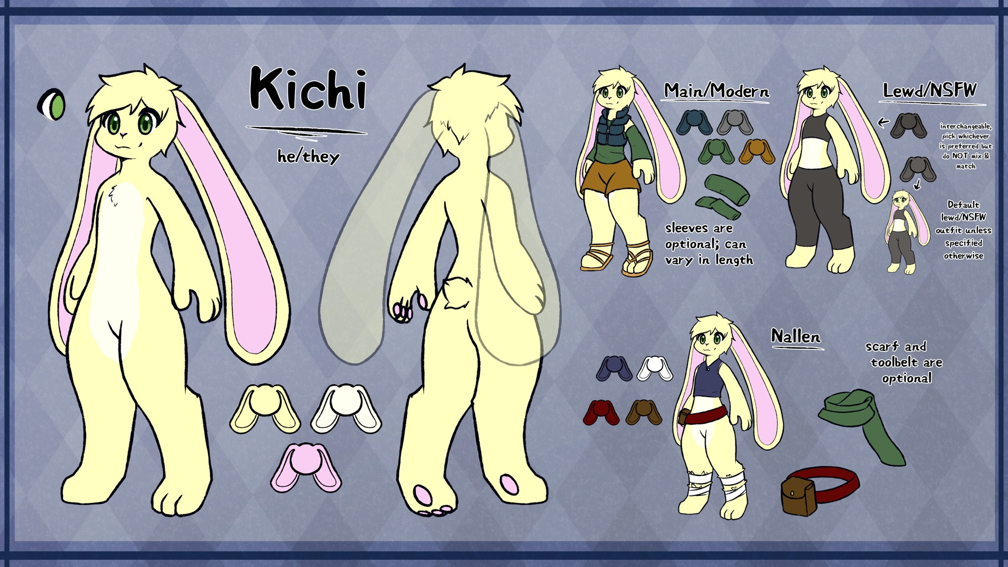 Ref sheet of Kichi, my bunny sona