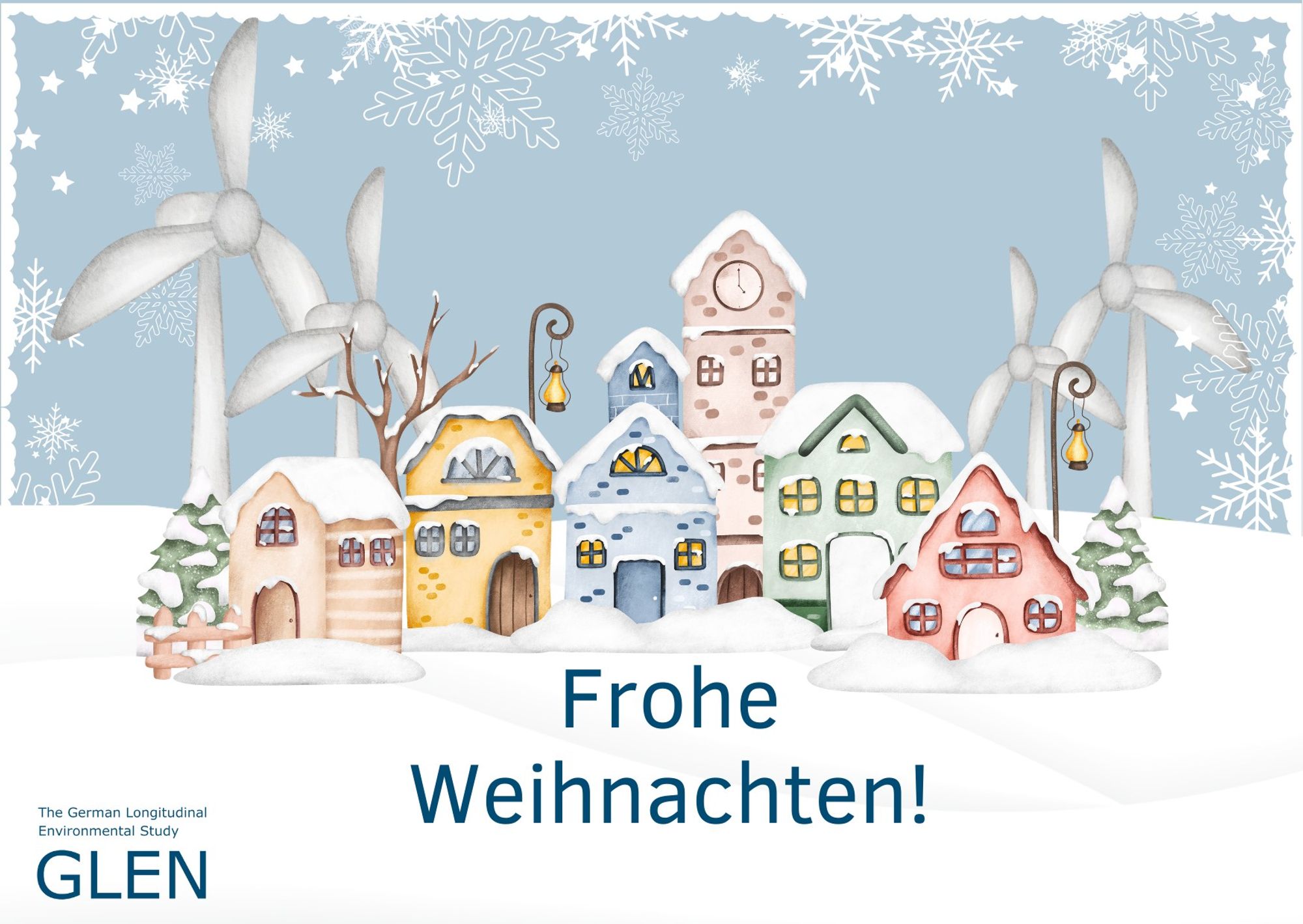 Christmas Card with wind turbines (Frohe Weihnachten)