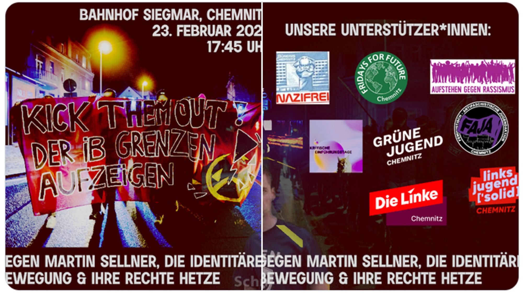 Demo gegen Sellners Auftritt, 23.2. 17:45, Bahnhof Siegmar, Chemnitz