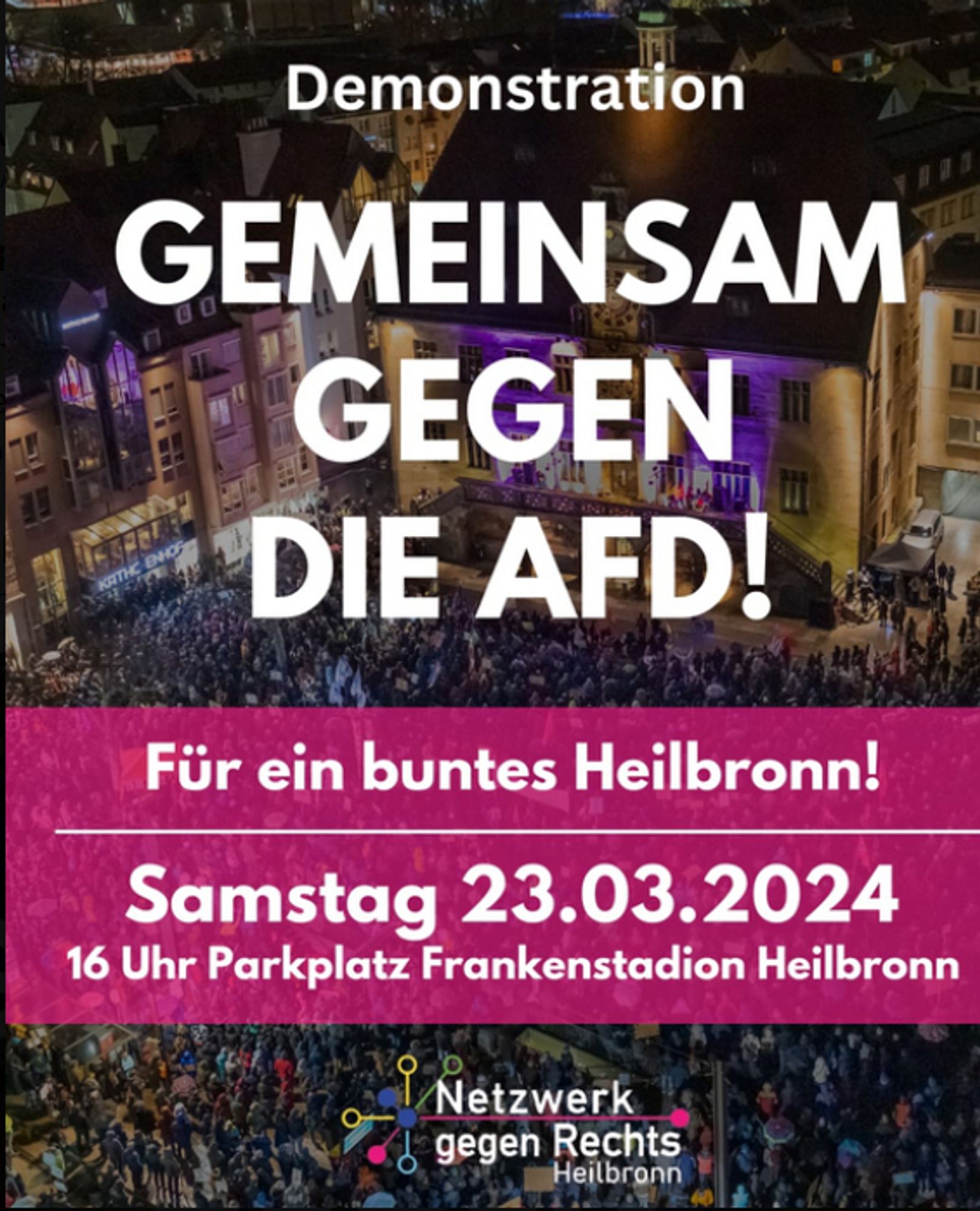 Plakat zur Demo heute Abend