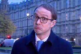 Picture is of Chris Mason political editor BBC, pulling a strange face