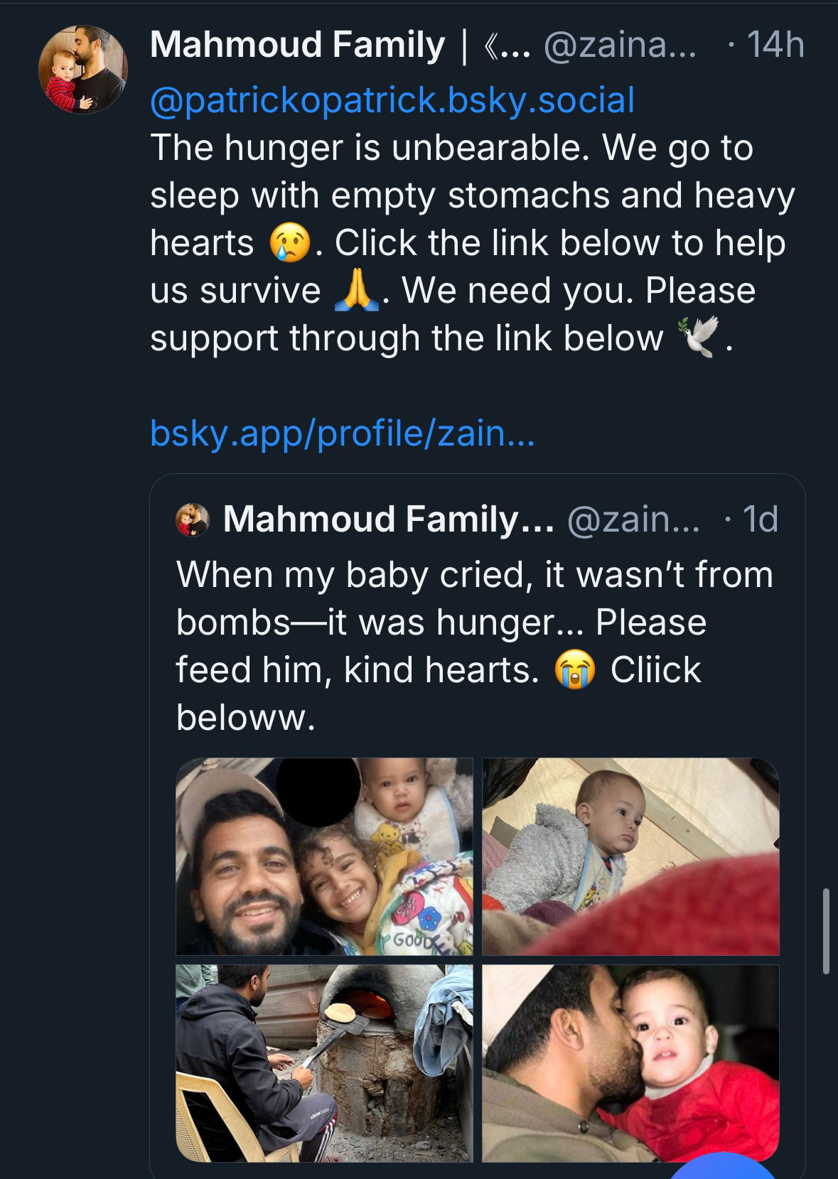 Image is a reply along with a forward post from someone purporting to be a victim of the Gaza war. With some pictures, similar to a whole bunch of other similar replies I have had from different accounts.

Undoubtedly, there are crooks taking advantage of the situation to try and scam money which makes it difficult to know which cries for help legit.   However, looking at the timeline can be a tell