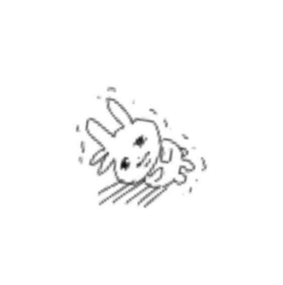 an extremely low-quality of battleguitar (twt) bunny sona laying on the floor and shaking with an expression that could only be described as a grimace 