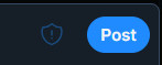 Screenshot of the Bluesky post button. To the immediate left there is a shield icon.